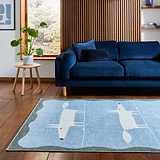 Scion Mr Fox Blue White Rug from Roseland Furniture
