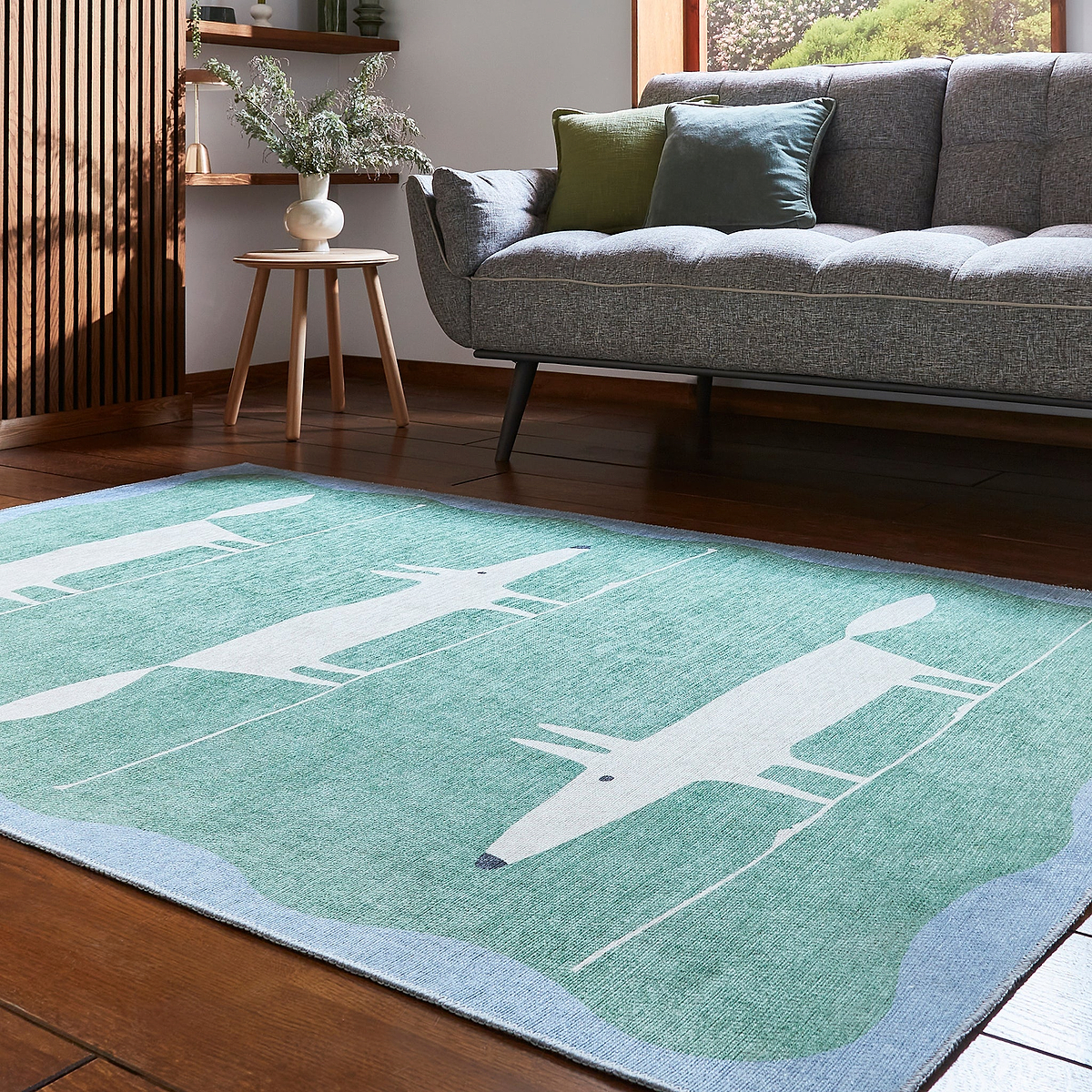 Scion Mr Fox Green White Rug from Roseland Furniture