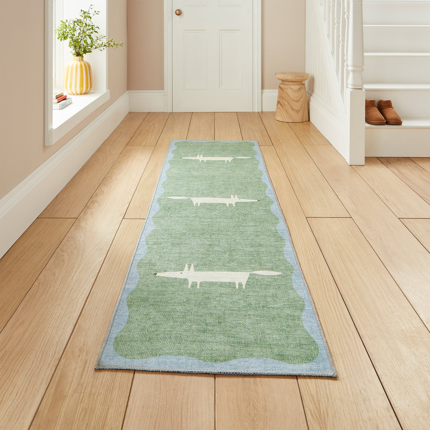 Scion Mr Fox Green White Runner from Roseland Furniture
