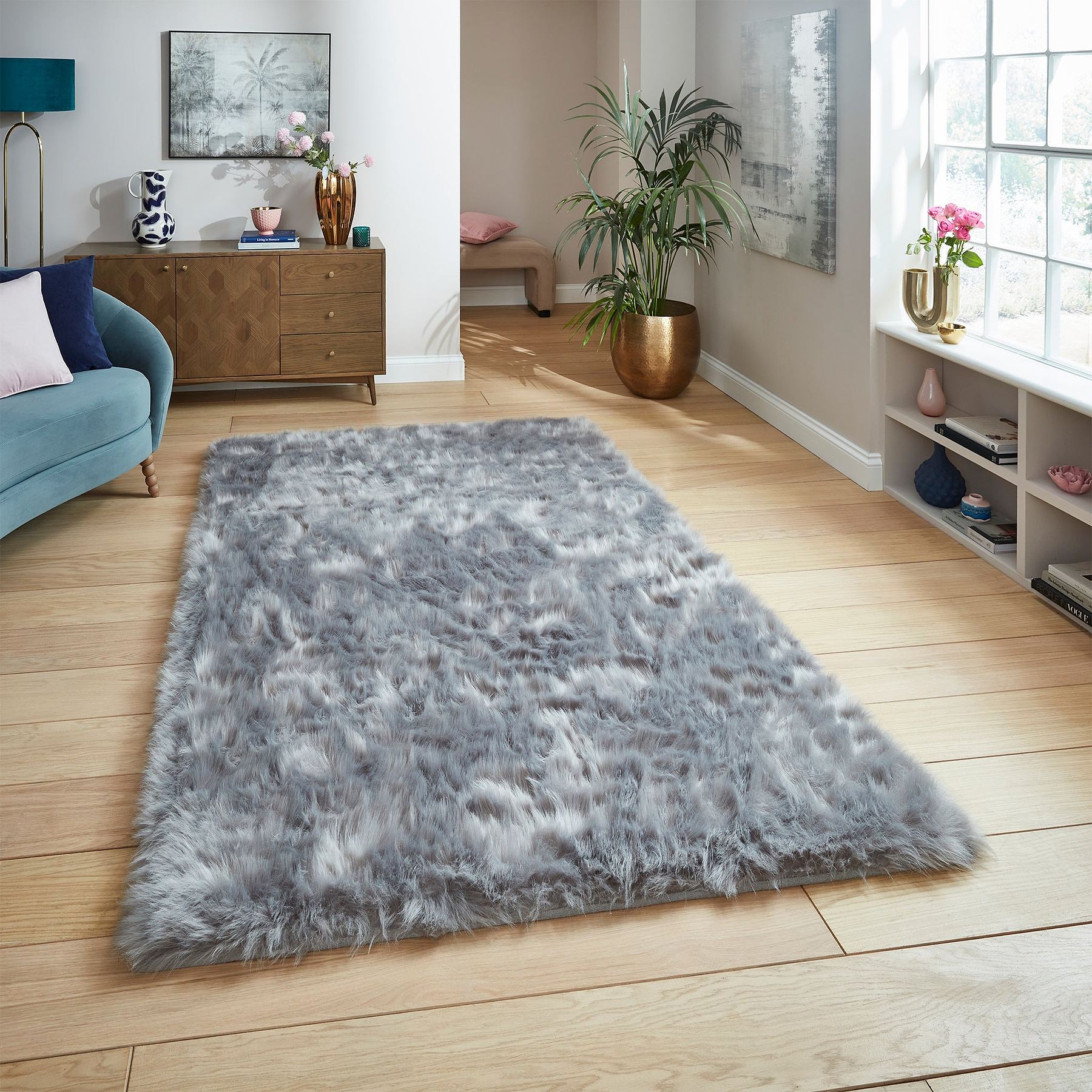 Mayfair Plain Shaggy Rug Grey from Roseland Furniture
