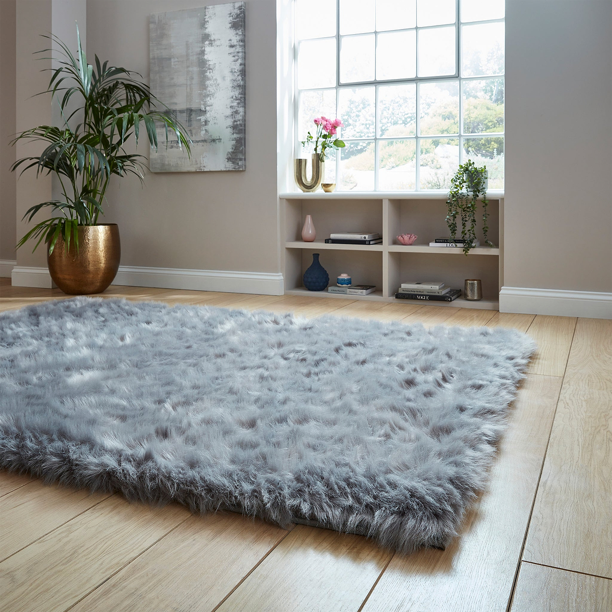 Mayfair Plain Shaggy Rug Grey from Roseland Furniture