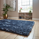 Mayfair Plain Shaggy Rug Navy from Roseland Furniture