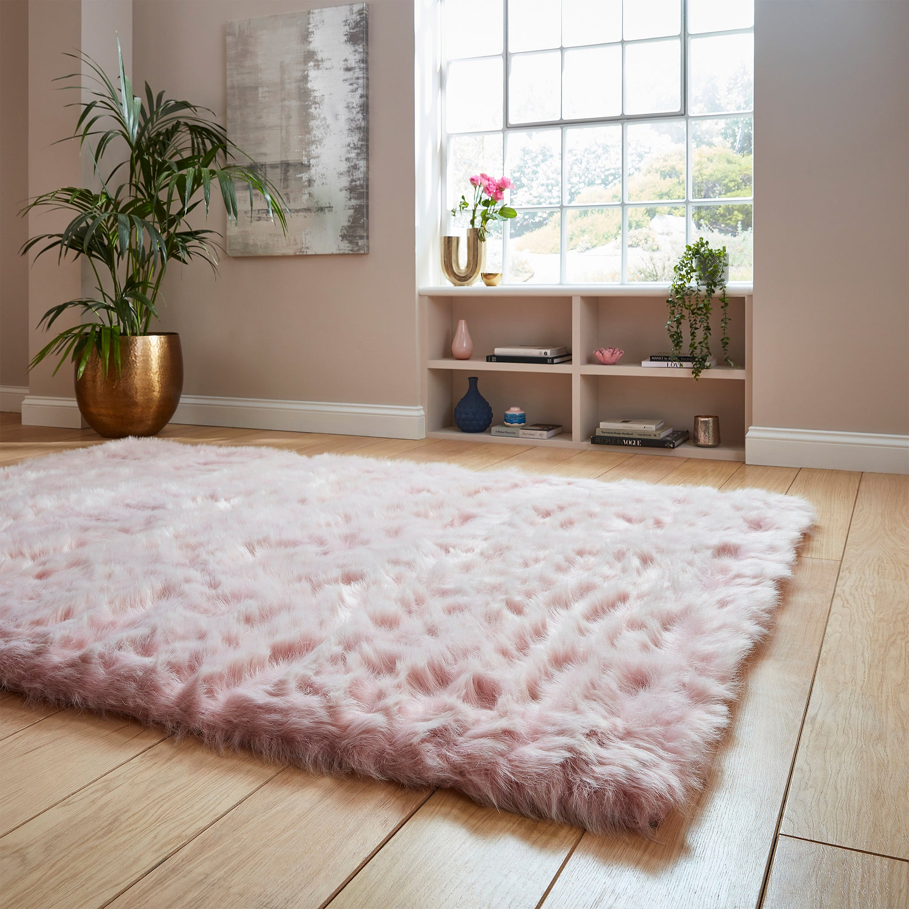 Mayfair Plain Shaggy Rug Pink from Roseland Furniture