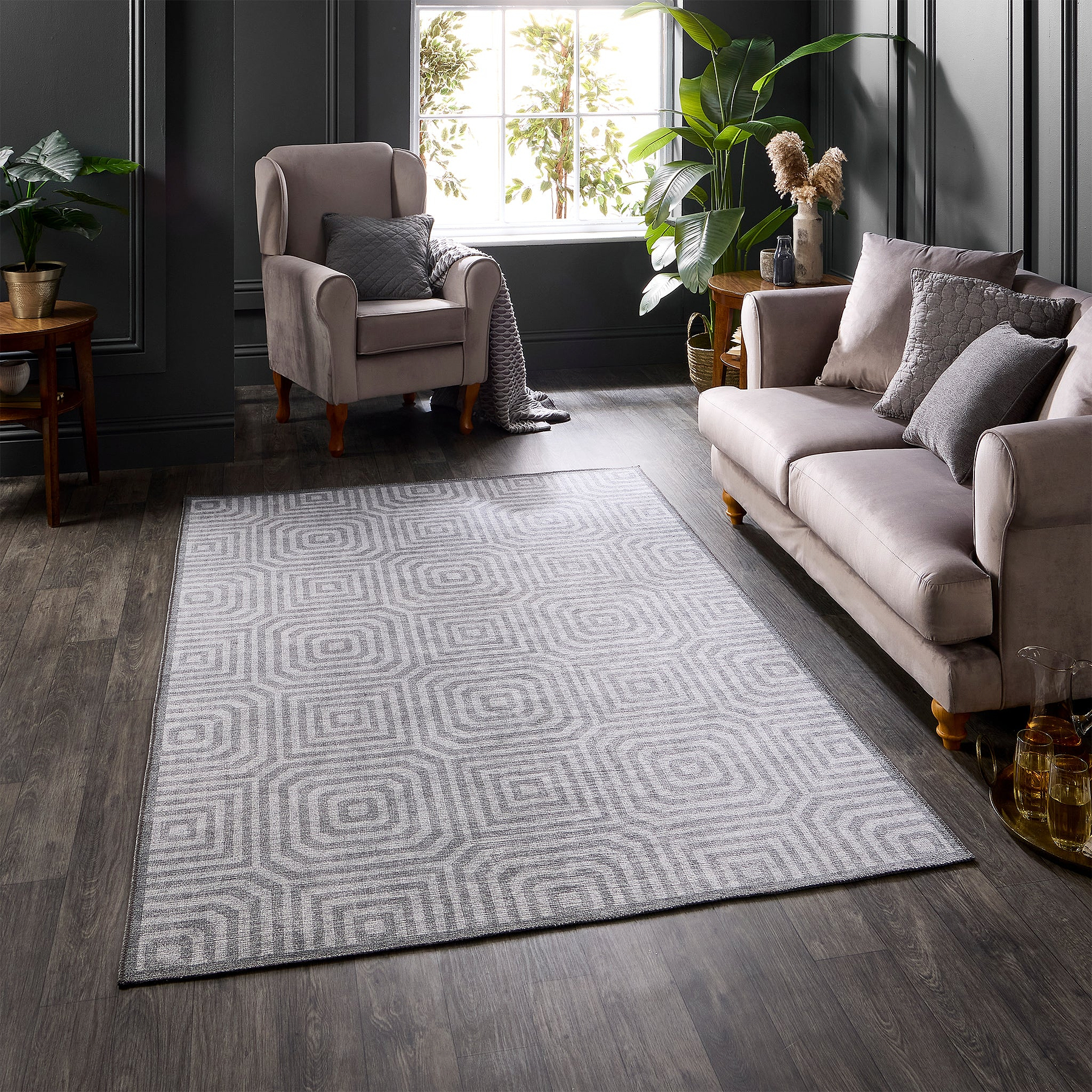 Cassetino Washable Flatweave Rug Grey from Roseland Furniture
