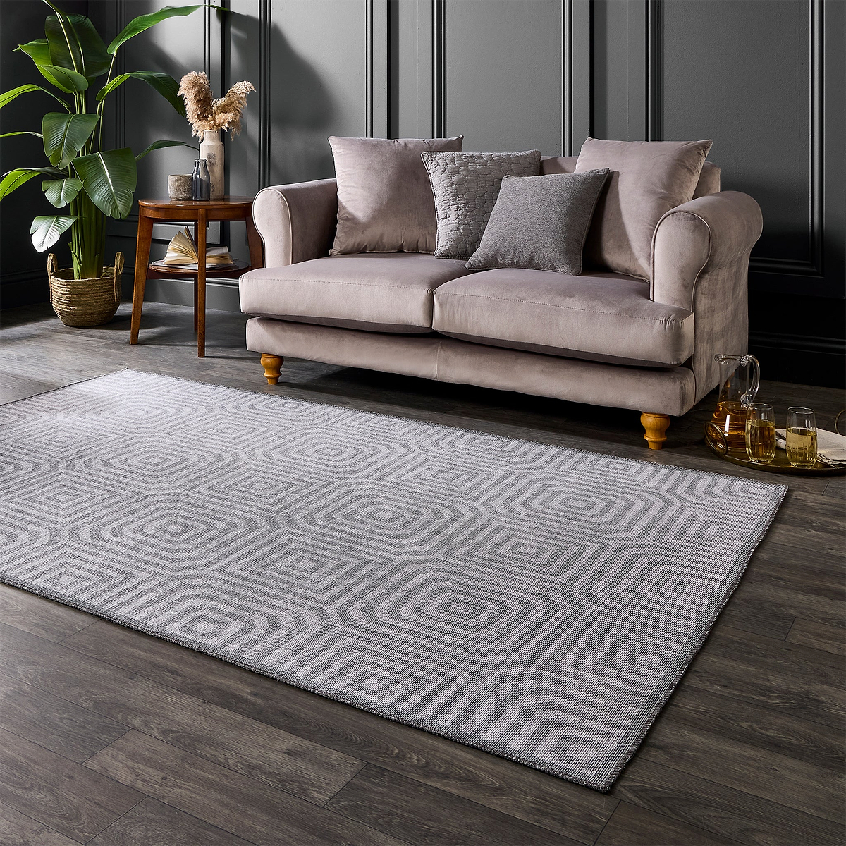 Cassetino Washable Flatweave Rug Grey from Roseland Furniture