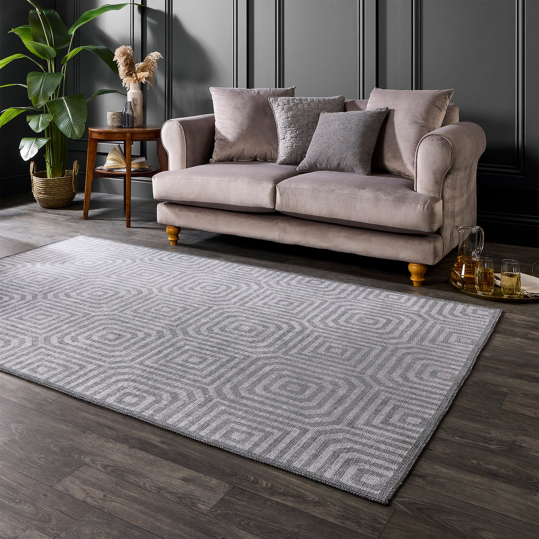 Cassetino Washable Flatweave Rug Grey from Roseland Furniture