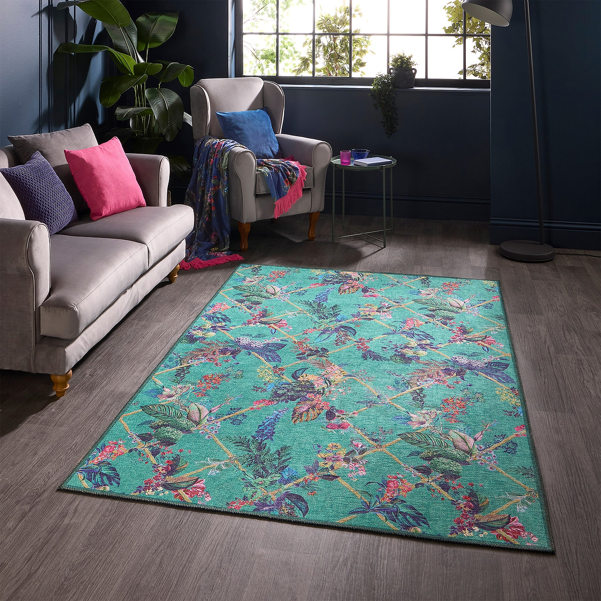 Cotswold Washable Flatweave Rug Blue from Roseland Furniture