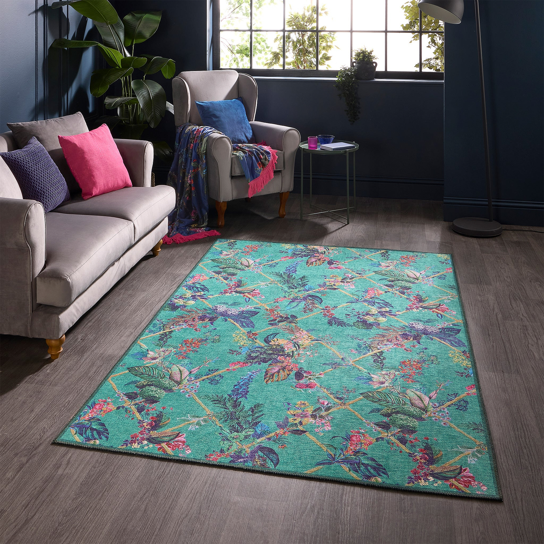 Cotswold Washable Flatweave Rug Blue from Roseland Furniture