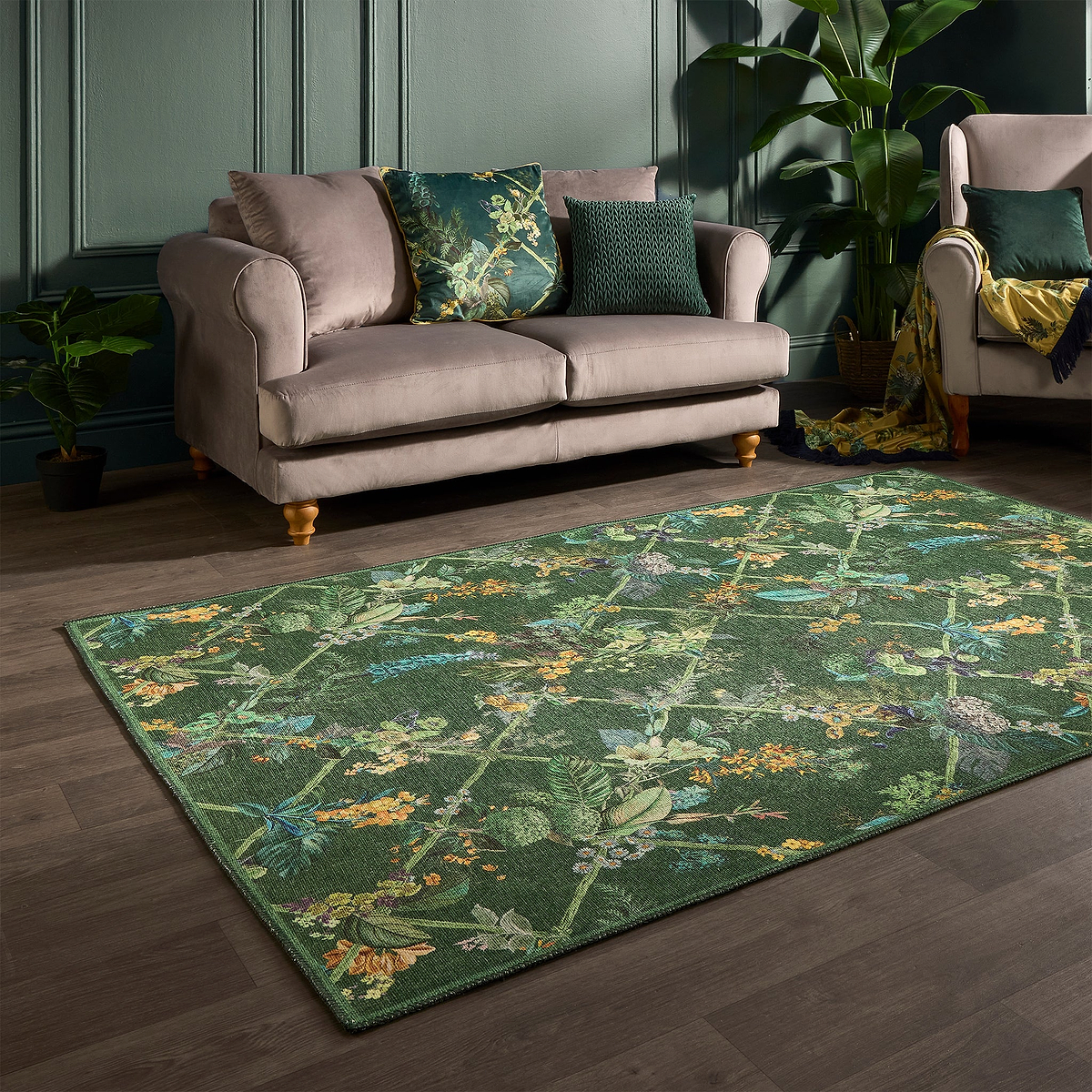 Cotswold Washable Flatweave Rug Green from Roseland Furniture