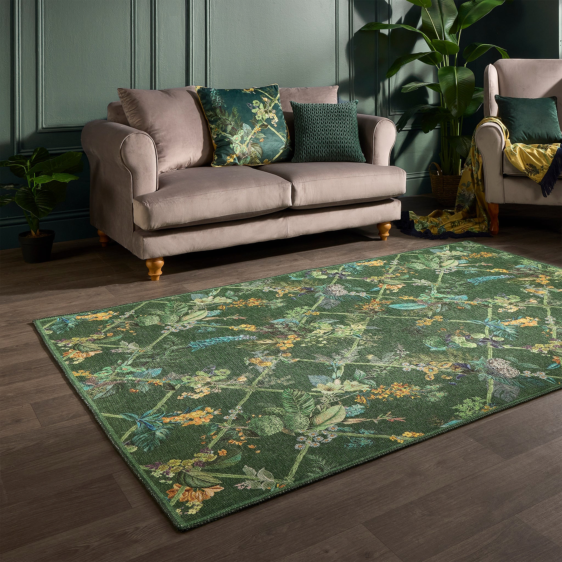 Cotswold Washable Flatweave Rug Green from Roseland Furniture
