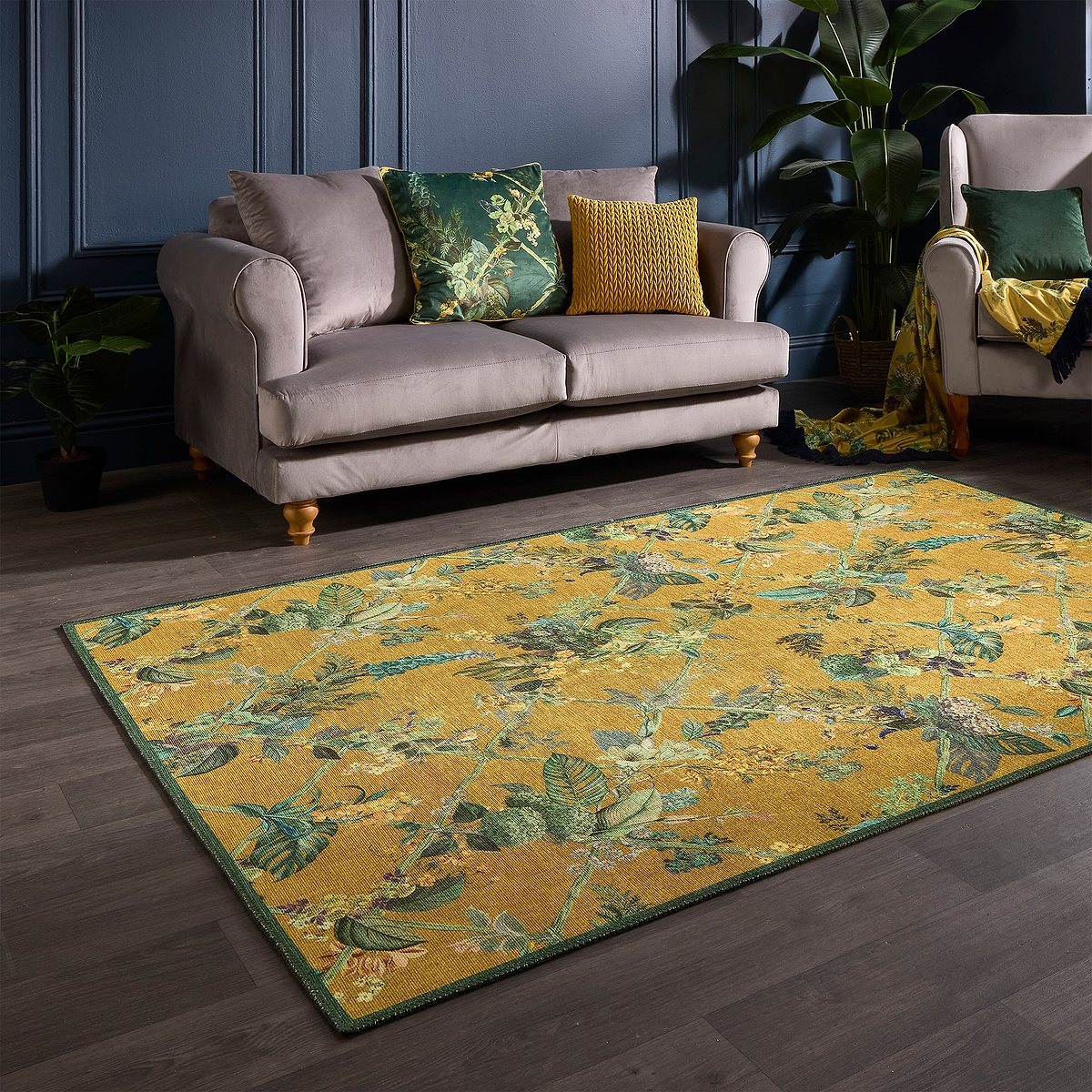 Cotswold Washable Flatweave Rug Yellow from Roseland Furniture