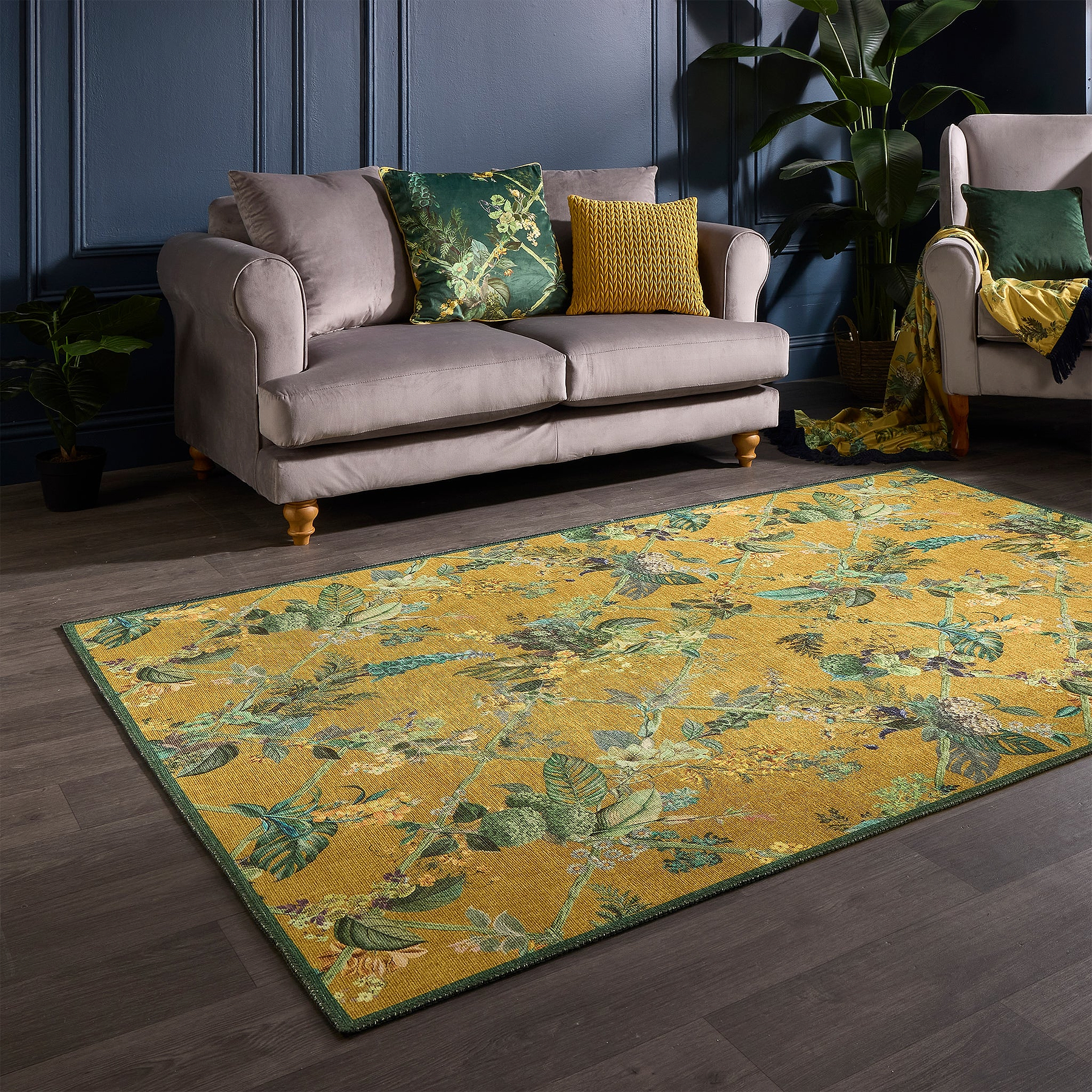 Cotswold Washable Flatweave Rug Yellow from Roseland Furniture