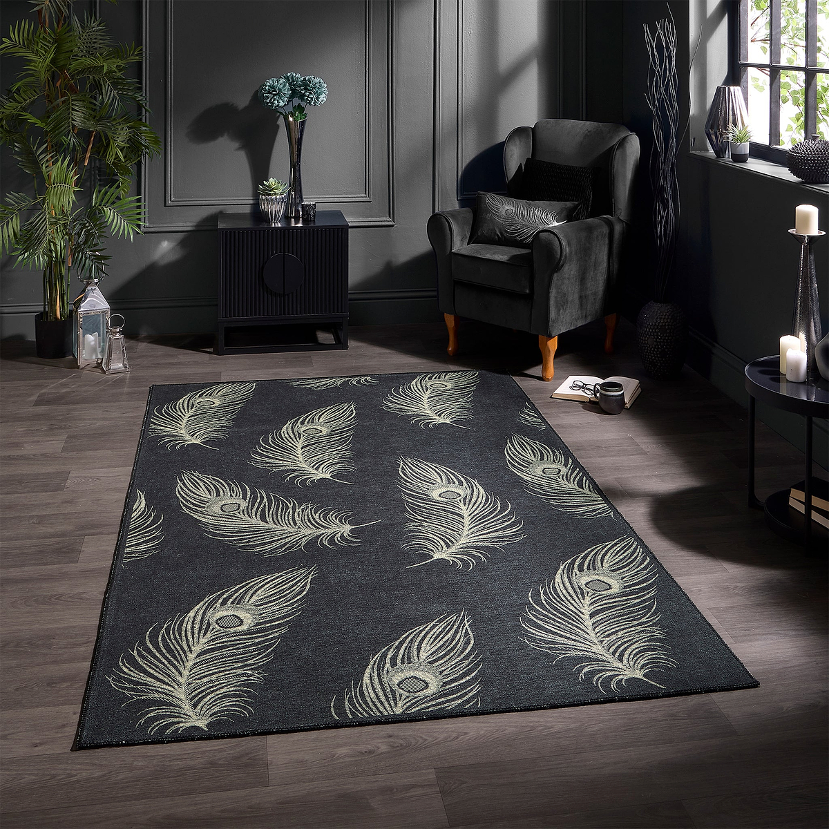 Dandy Washable Flatweave Rug Black from Roseland Furniture