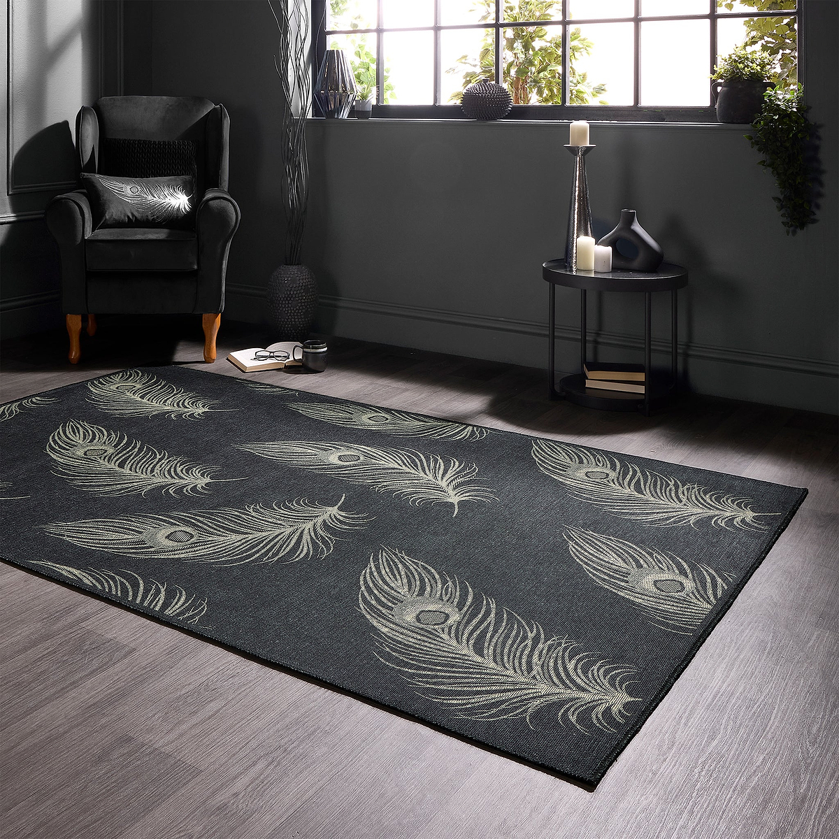 Dandy Washable Flatweave Rug Black from Roseland Furniture