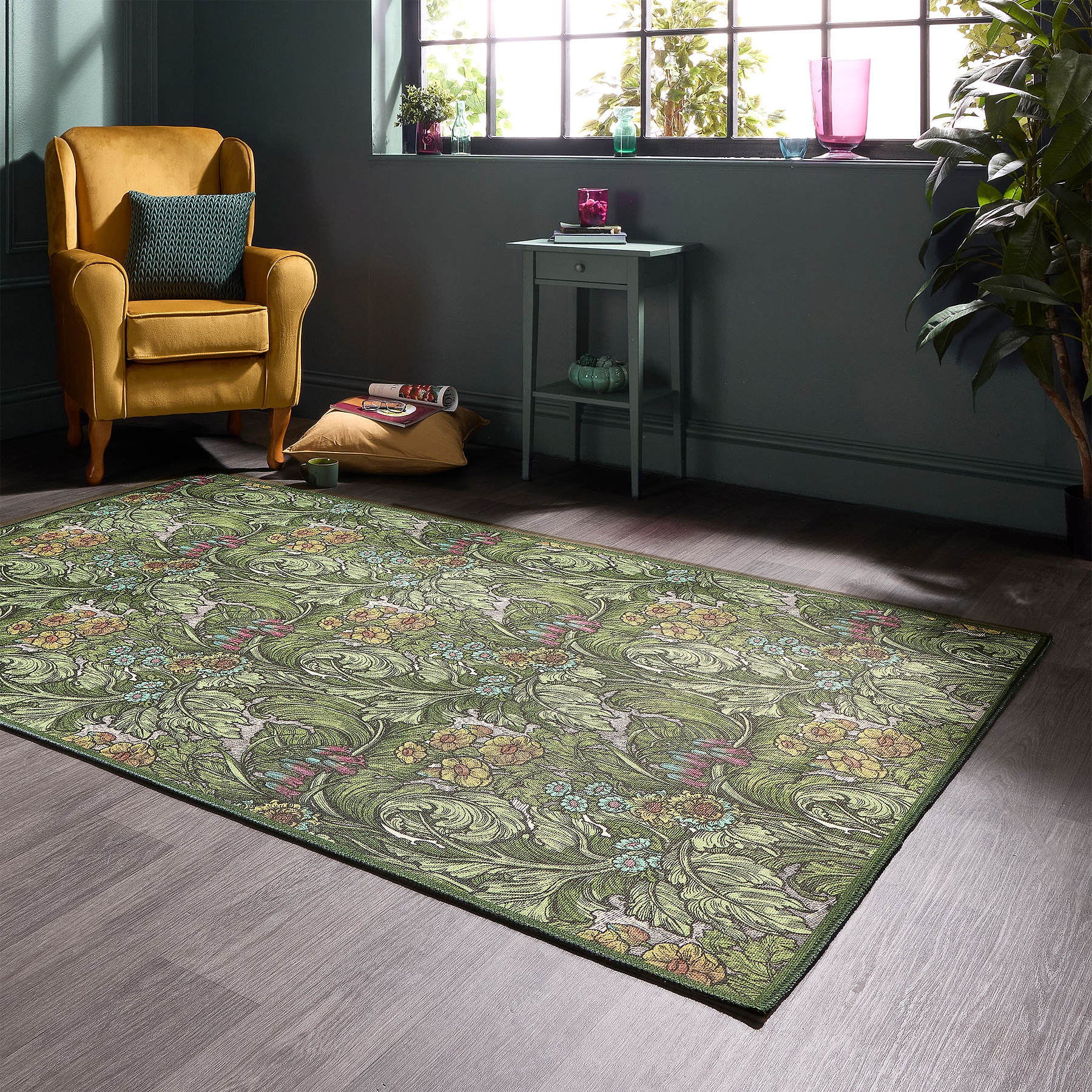 Hedgerovia Washable Flatweave Rug Green from Roseland Furniture