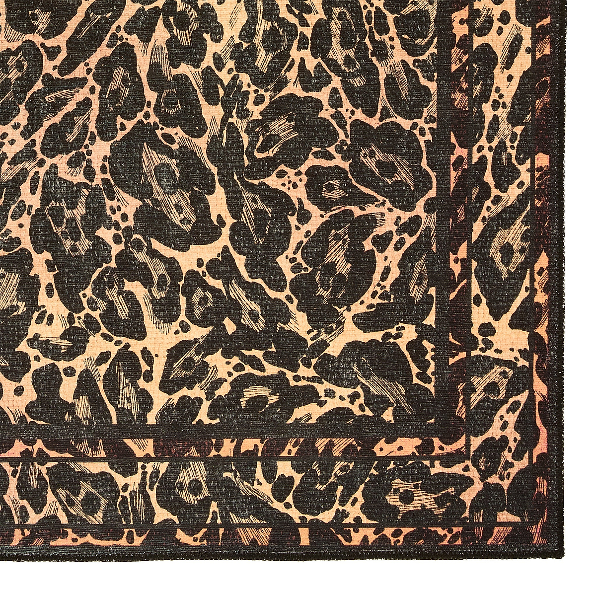 Leopard Washable Flatweave Rug Black from Roseland Furniture
