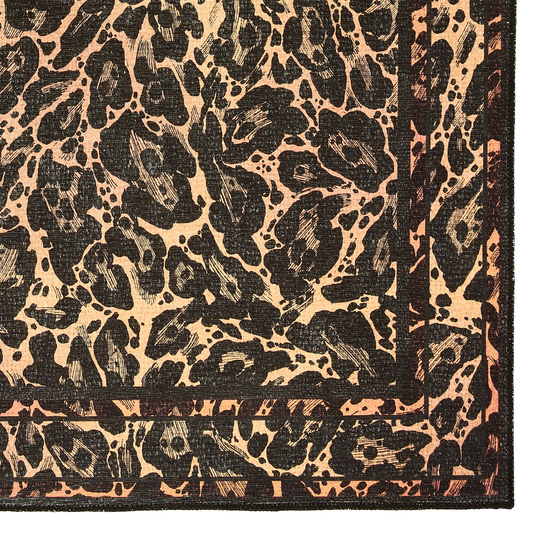 Leopard Washable Flatweave Rug Black from Roseland Furniture