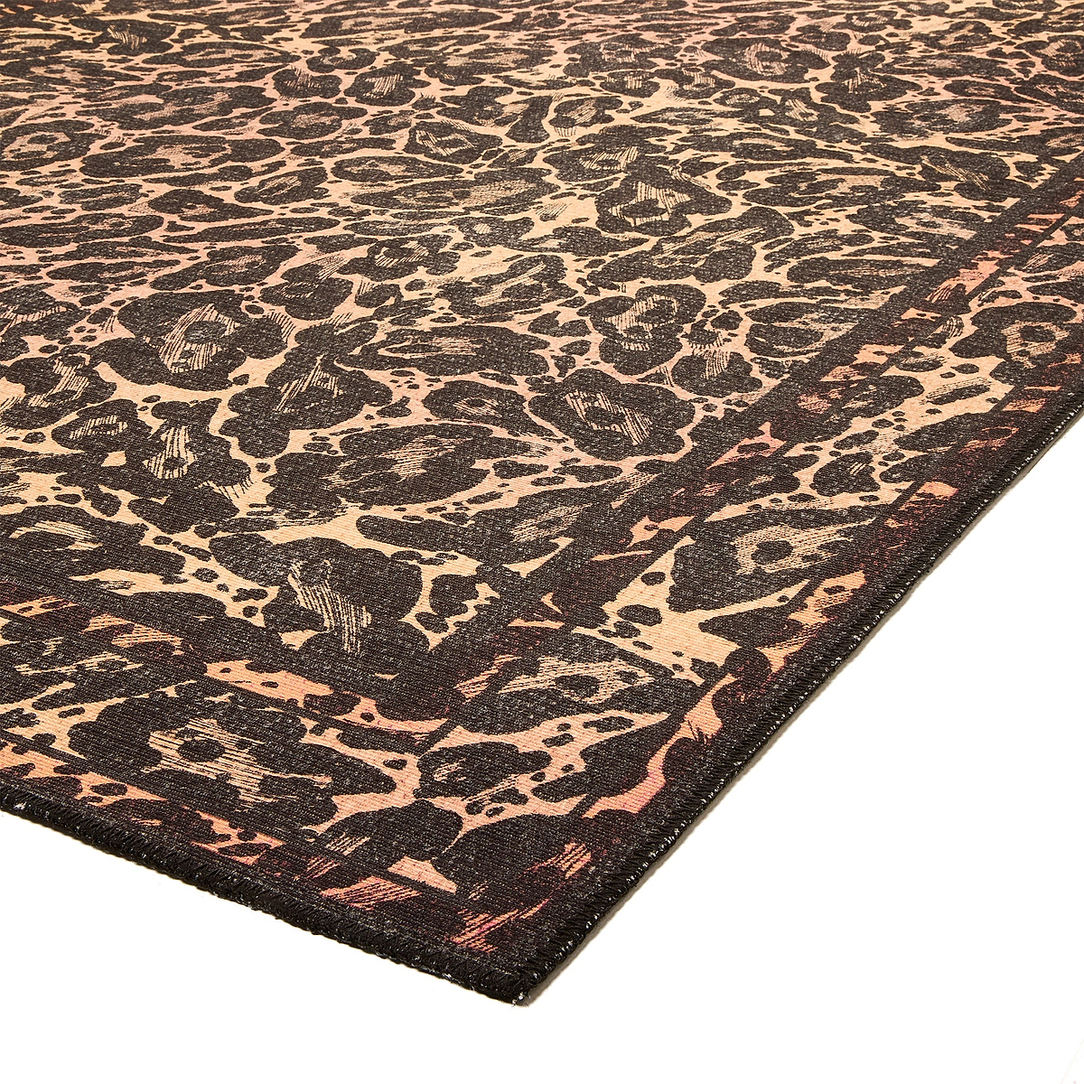 Leopard Washable Flatweave Rug Black from Roseland Furniture