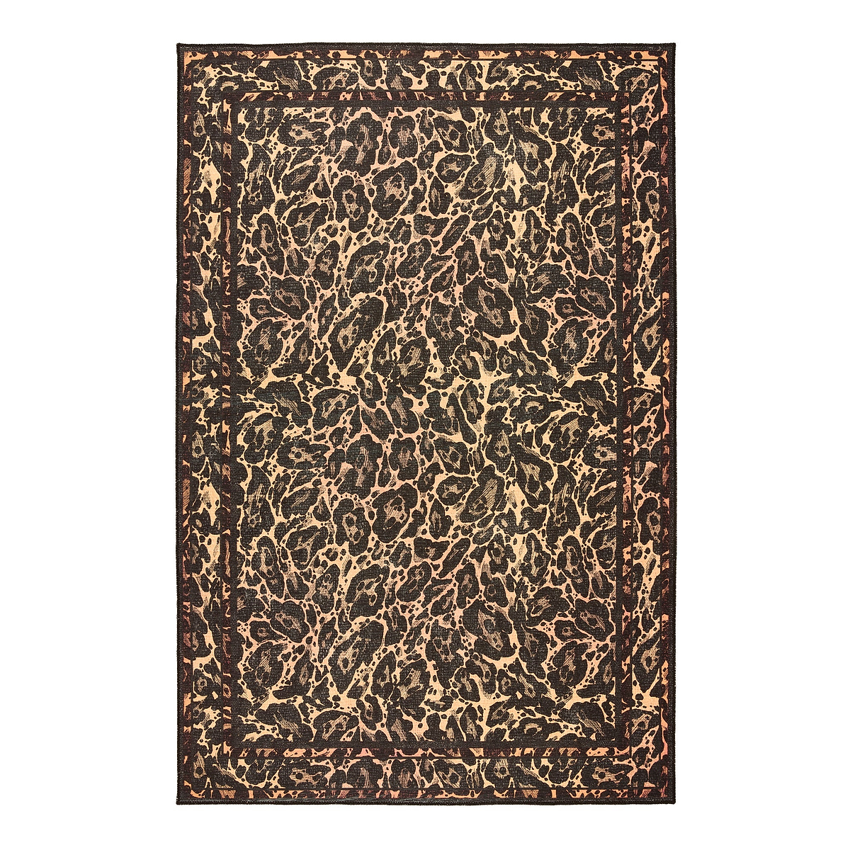 Leopard Washable Flatweave Rug Black from Roseland Furniture