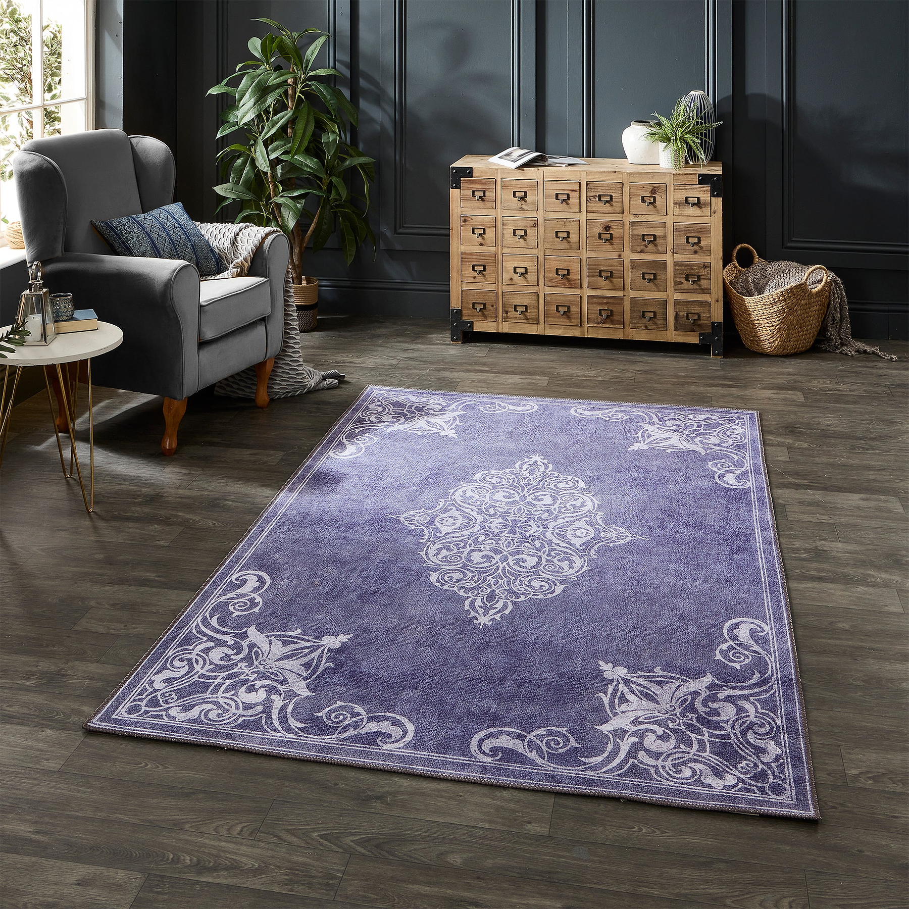 Sarabande Washable Flatweave Rug Blue from Roseland Furniture