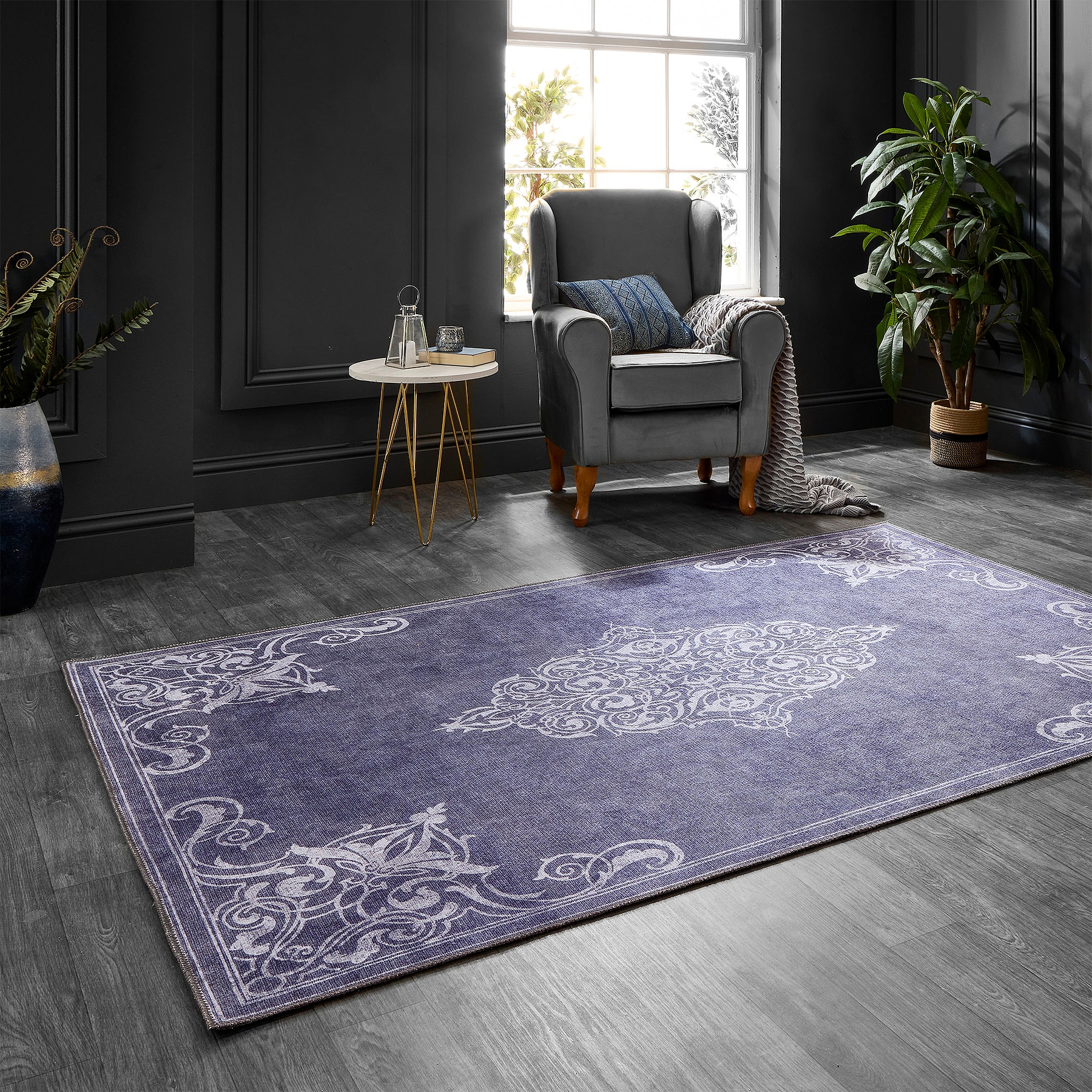 Sarabande Washable Flatweave Rug Blue from Roseland Furniture