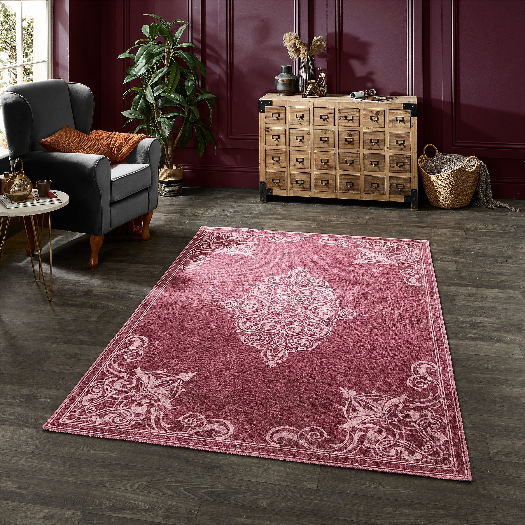 Sarabande Washable Flatweave Rug Red from Roseland Furniture