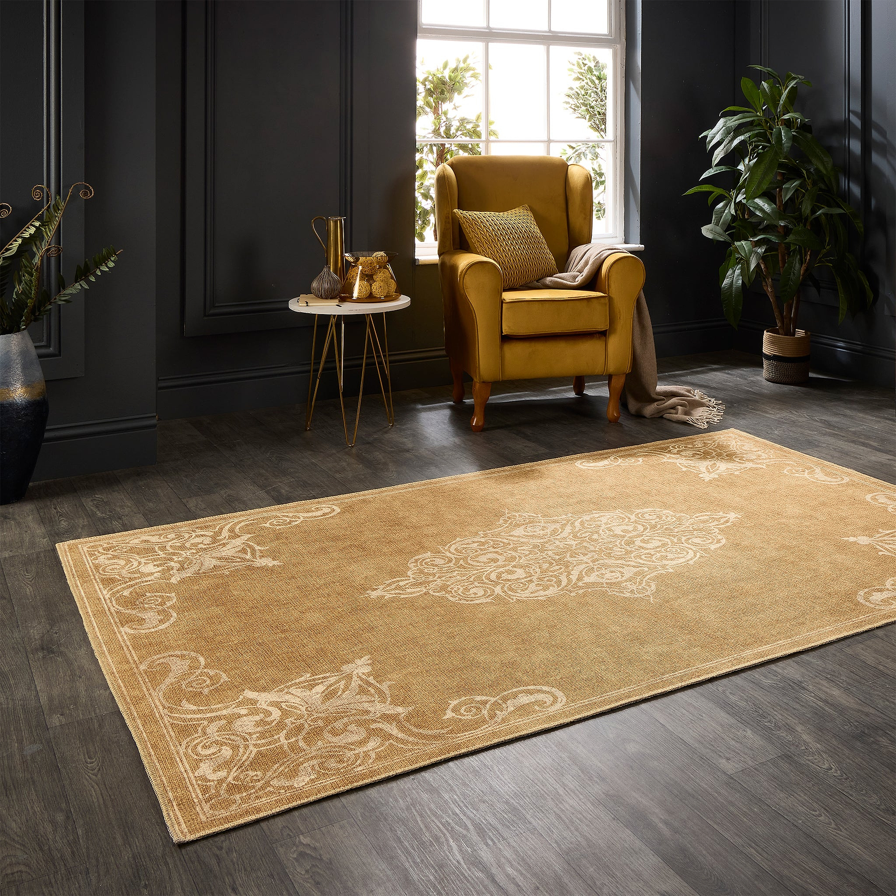 Sarabande Washable Flatweave Rug Gold from Roseland Furniture