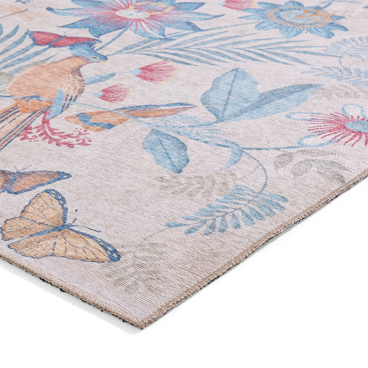 Amaya Tropical Birds Washable Rug Blue from Roseland Furniture