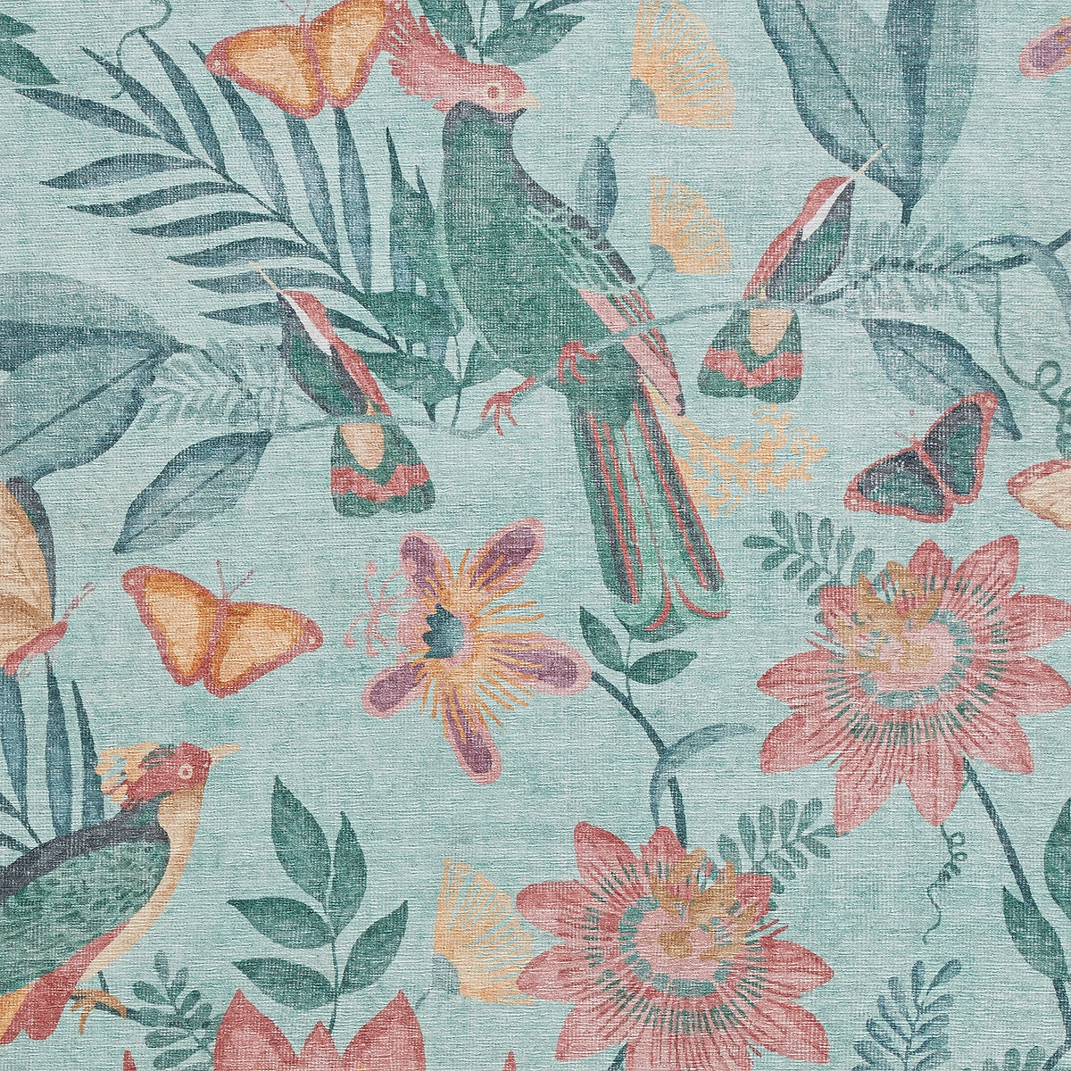 Amaya Tropical Birds Washable Rug Green from Roseland Furniture