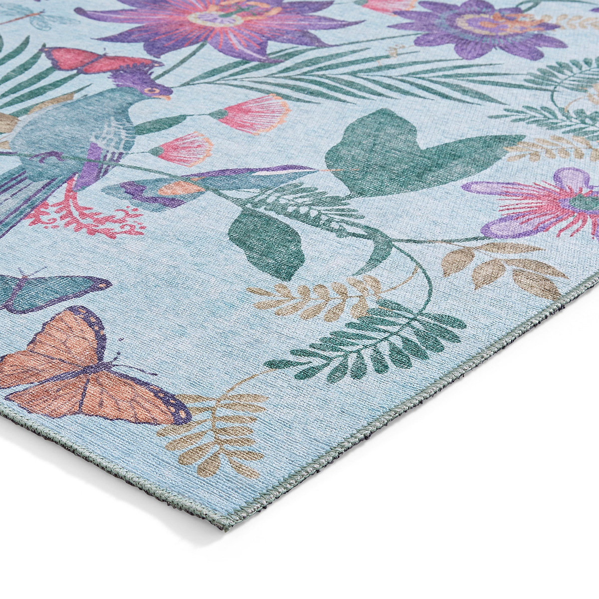 Amaya Tropical Birds Washable Rug Purple from Roseland Furniture