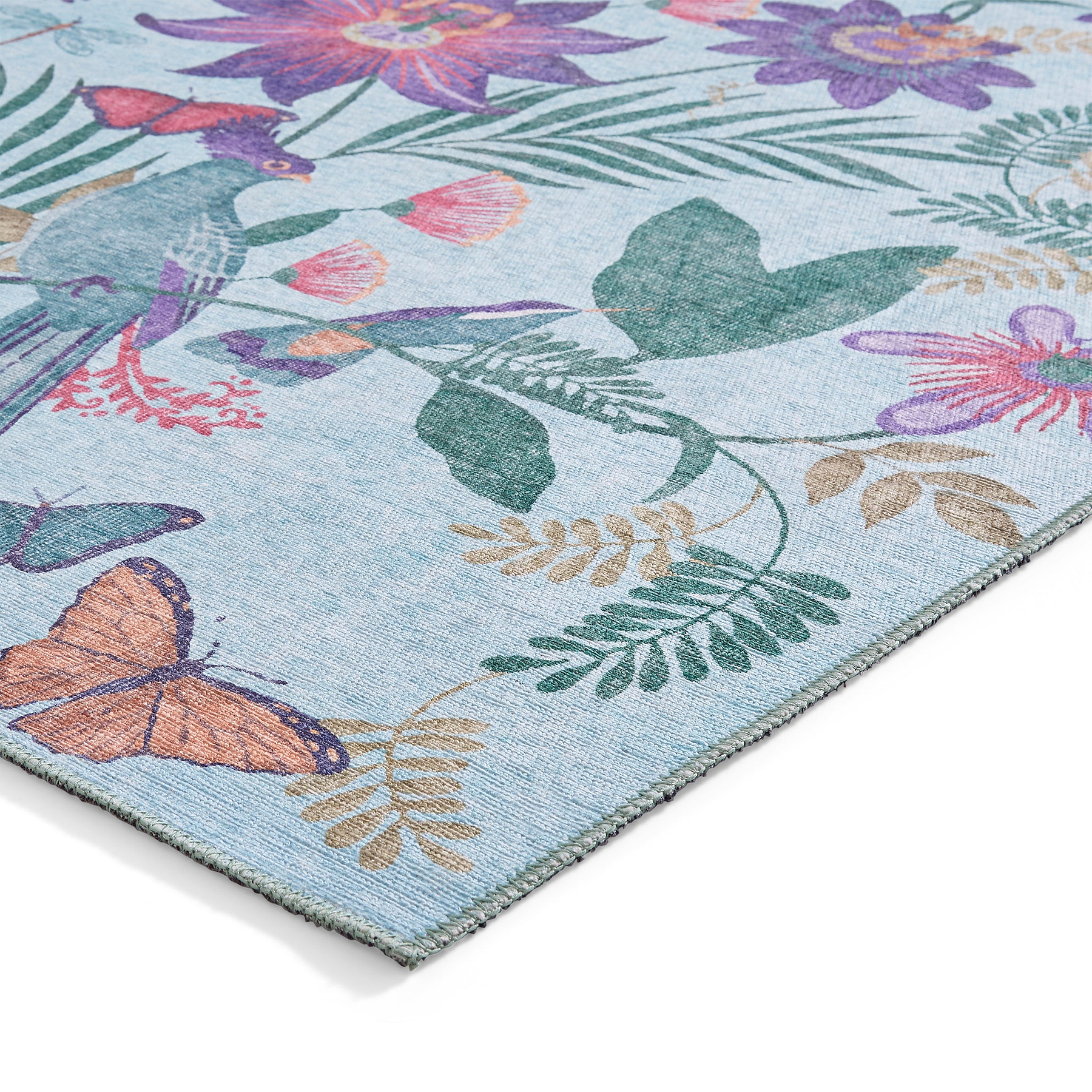 Amaya Tropical Birds Washable Rug Purple from Roseland Furniture