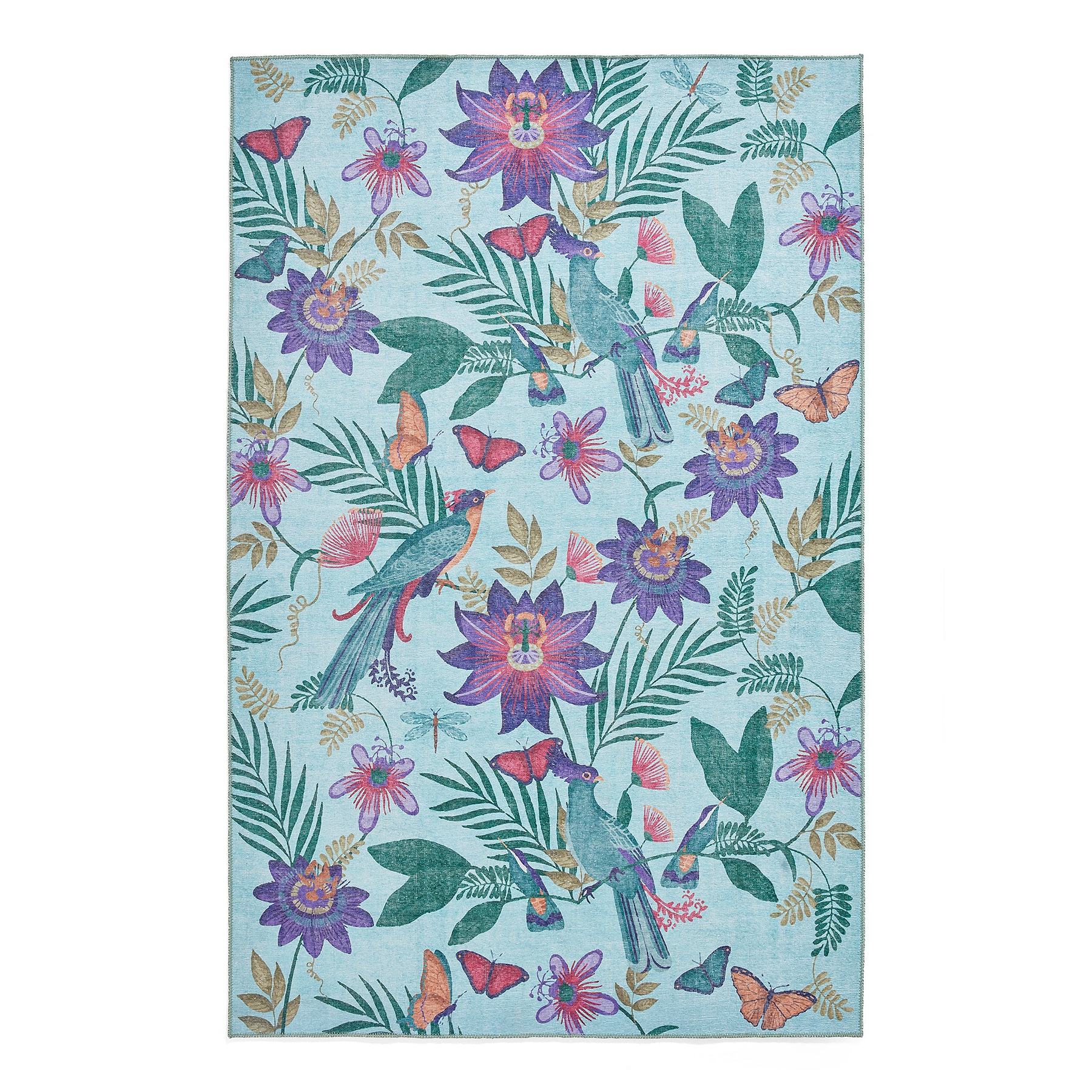 Amaya Tropical Birds Washable Rug Purple from Roseland Furniture