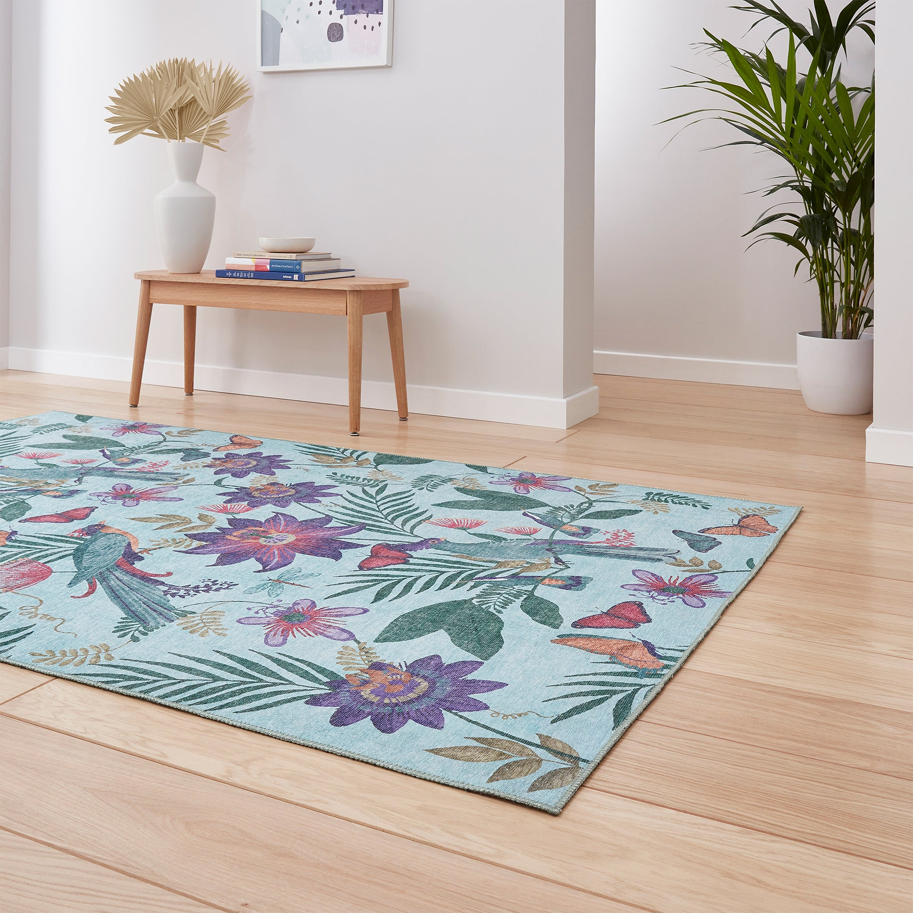 Amaya Tropical Birds Washable Rug Purple from Roseland Furniture