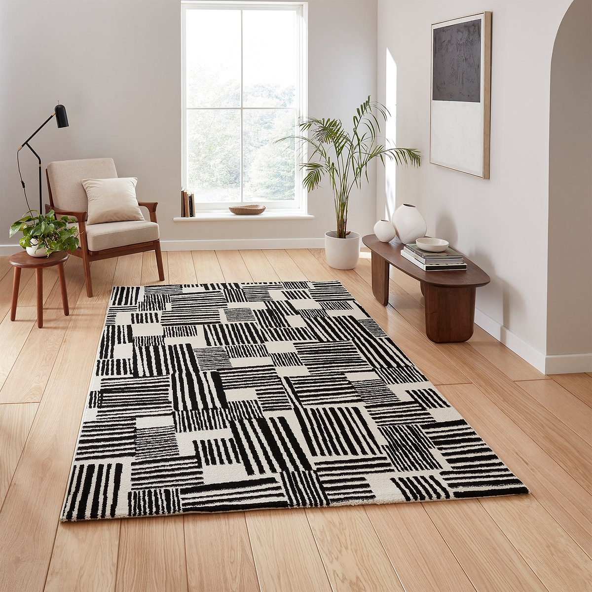 Blocks Abstract Rug Black from Roseland Furniture
