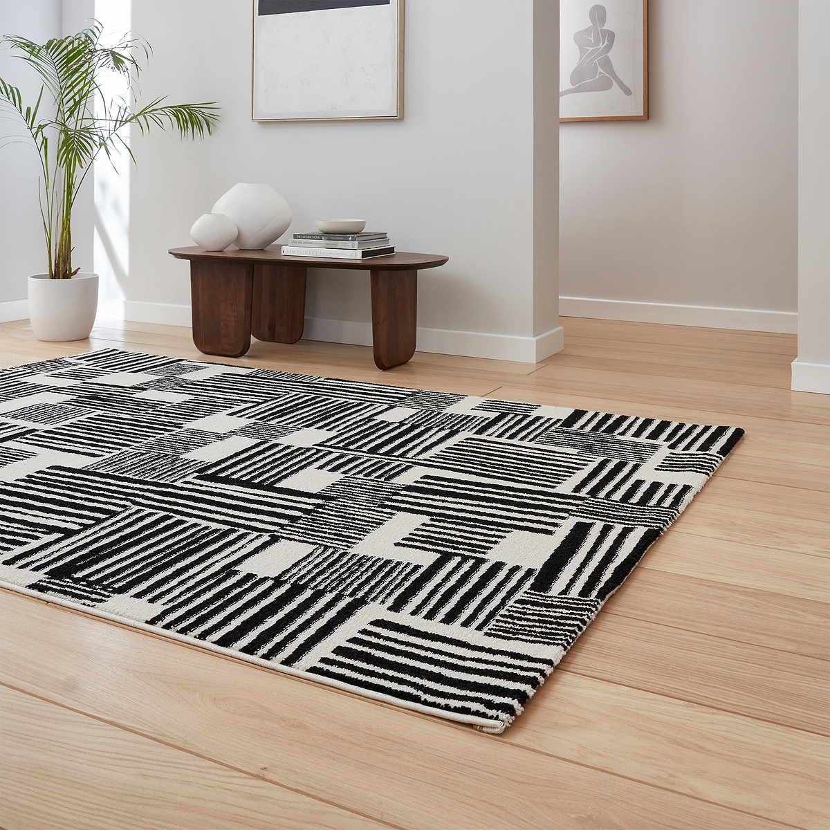 Blocks Abstract Rug Black from Roseland Furniture