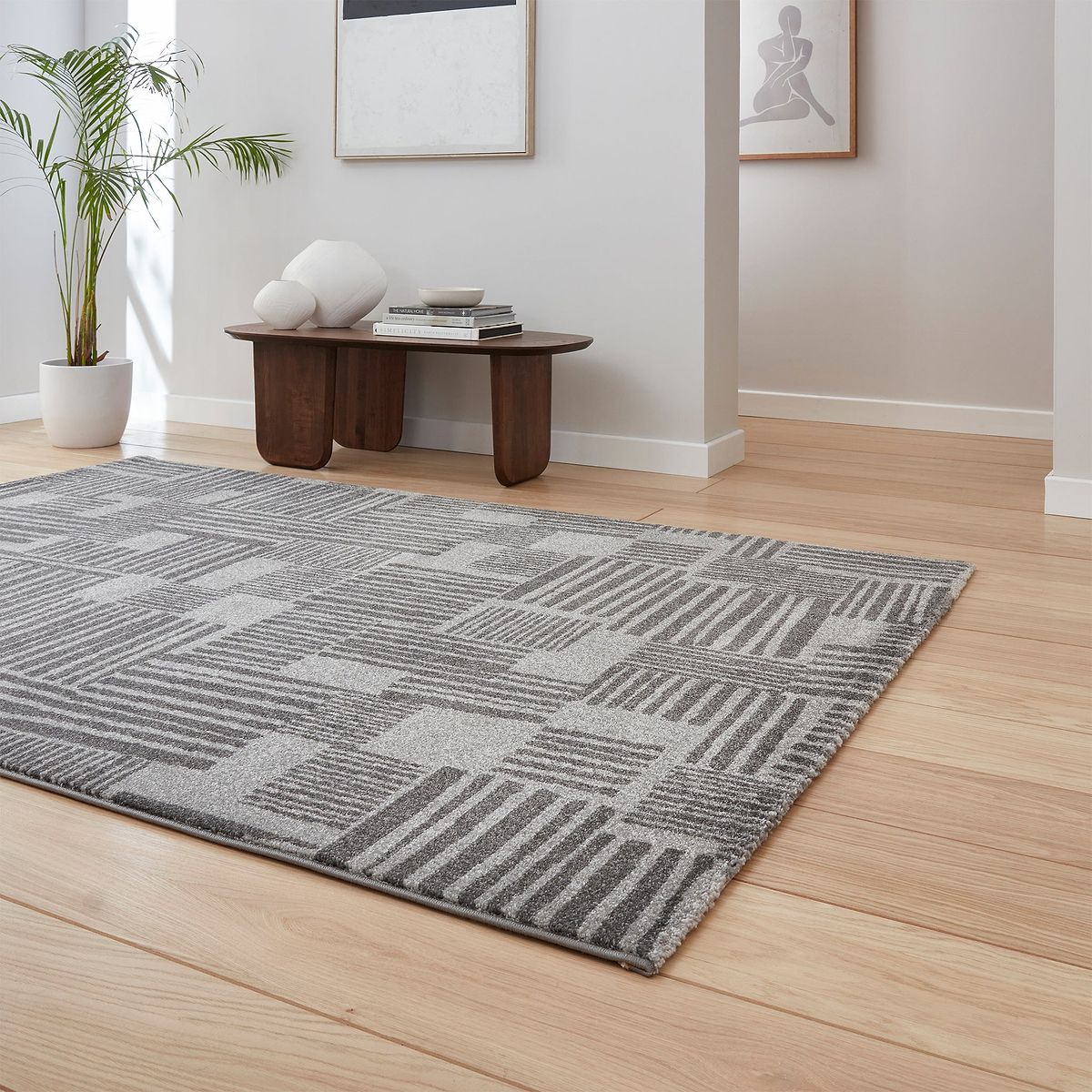 Blocks Abstract Rug Dark Grey from Roseland Furniture