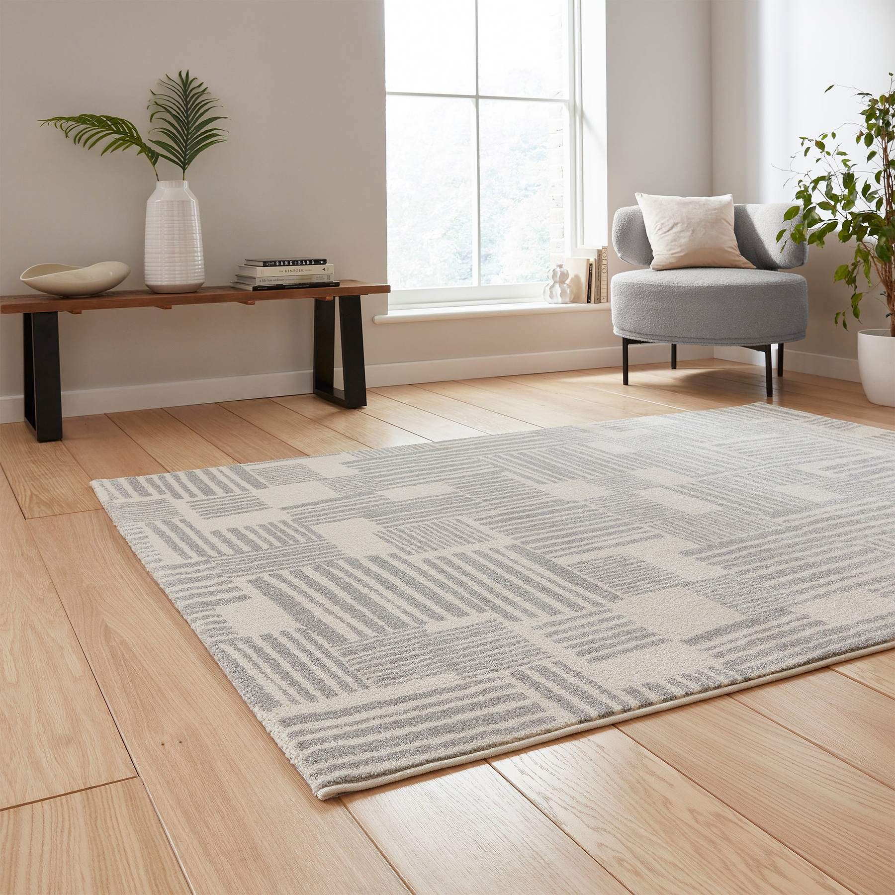 Blocks Abstract Rug Grey from Roseland Furniture