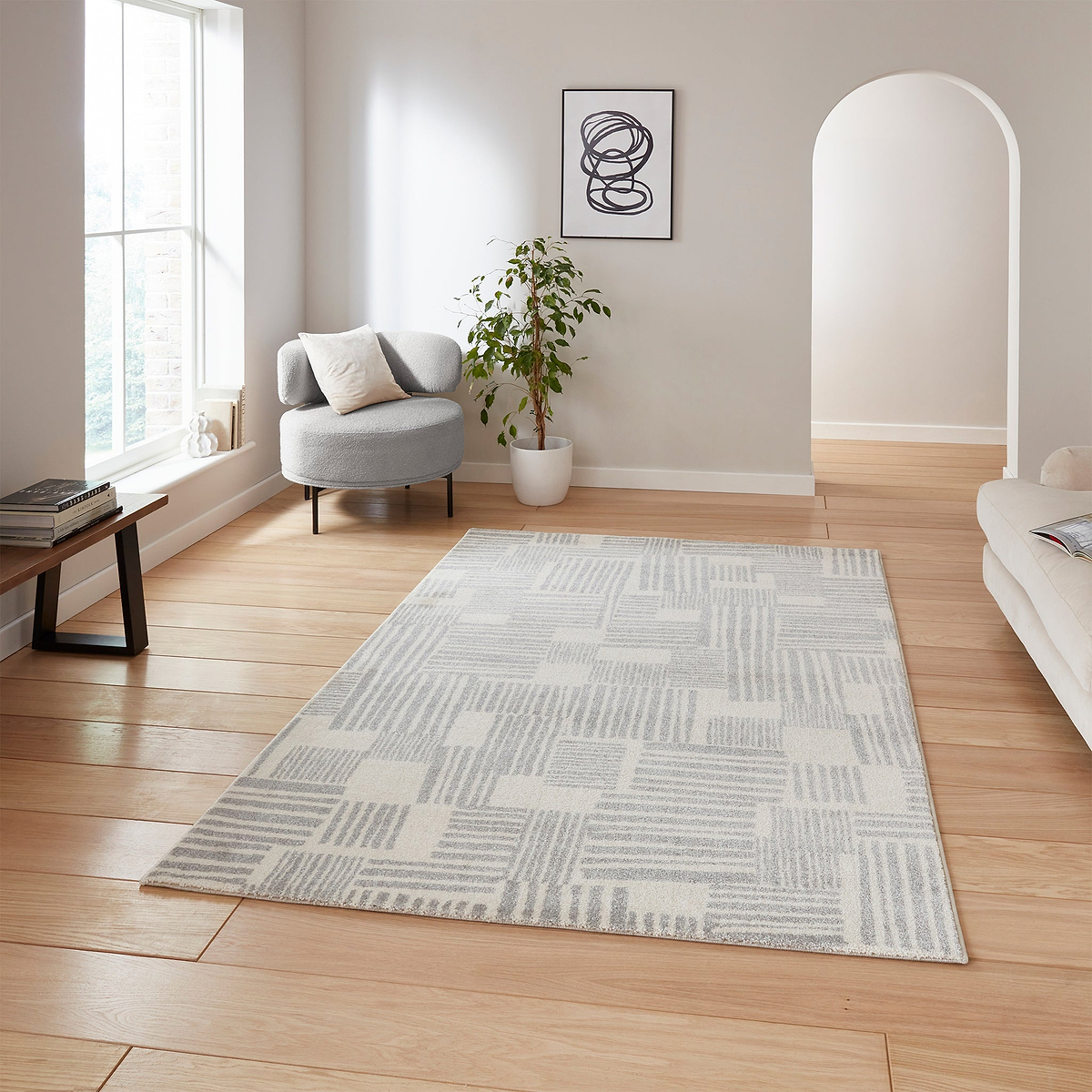 Blocks Abstract Rug Grey from Roseland Furniture