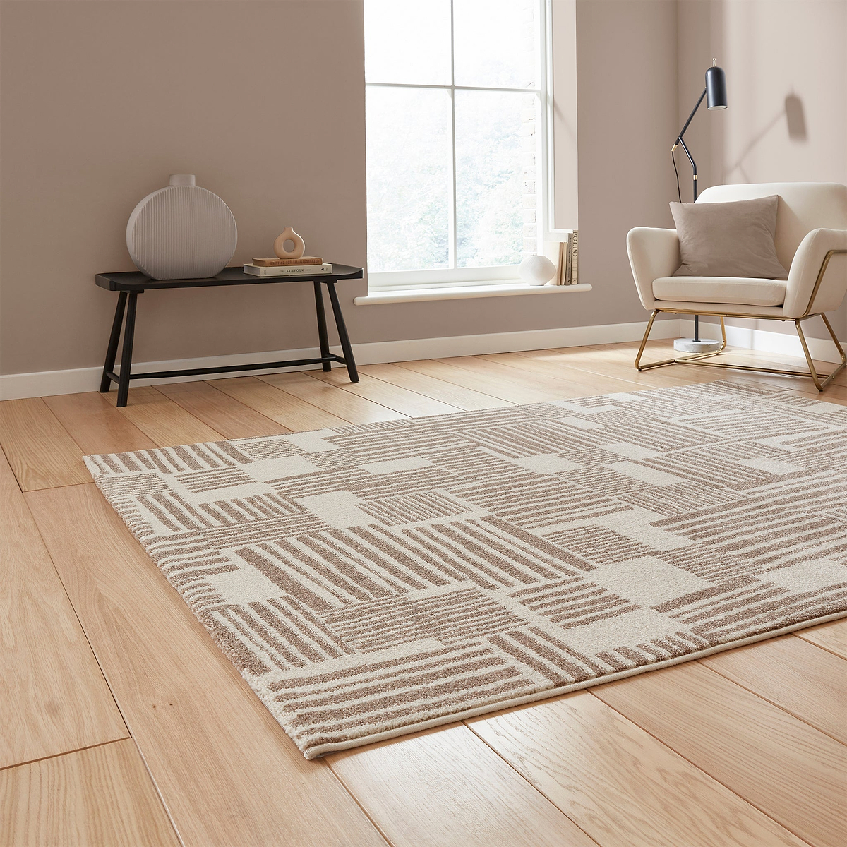 Blocks Abstract Rug Natural from Roseland Furniture