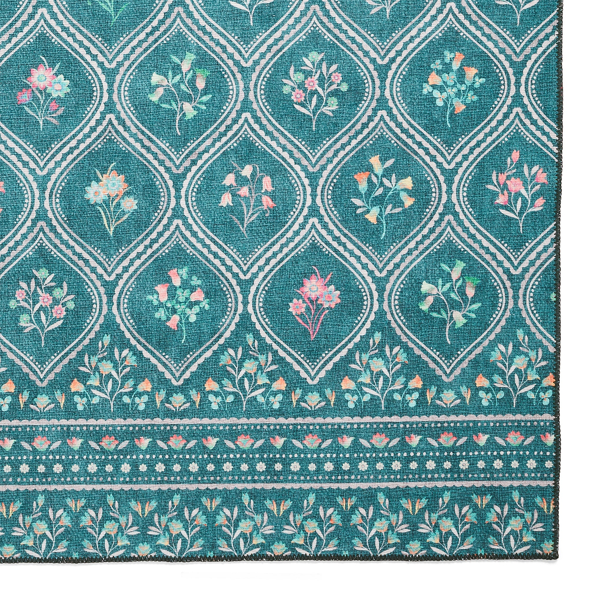 Cameo Floral Washable Rug Green from Roseland Furniture