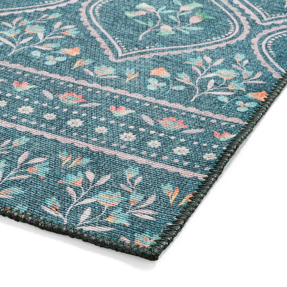Cameo Floral Washable Rug Green from Roseland Furniture