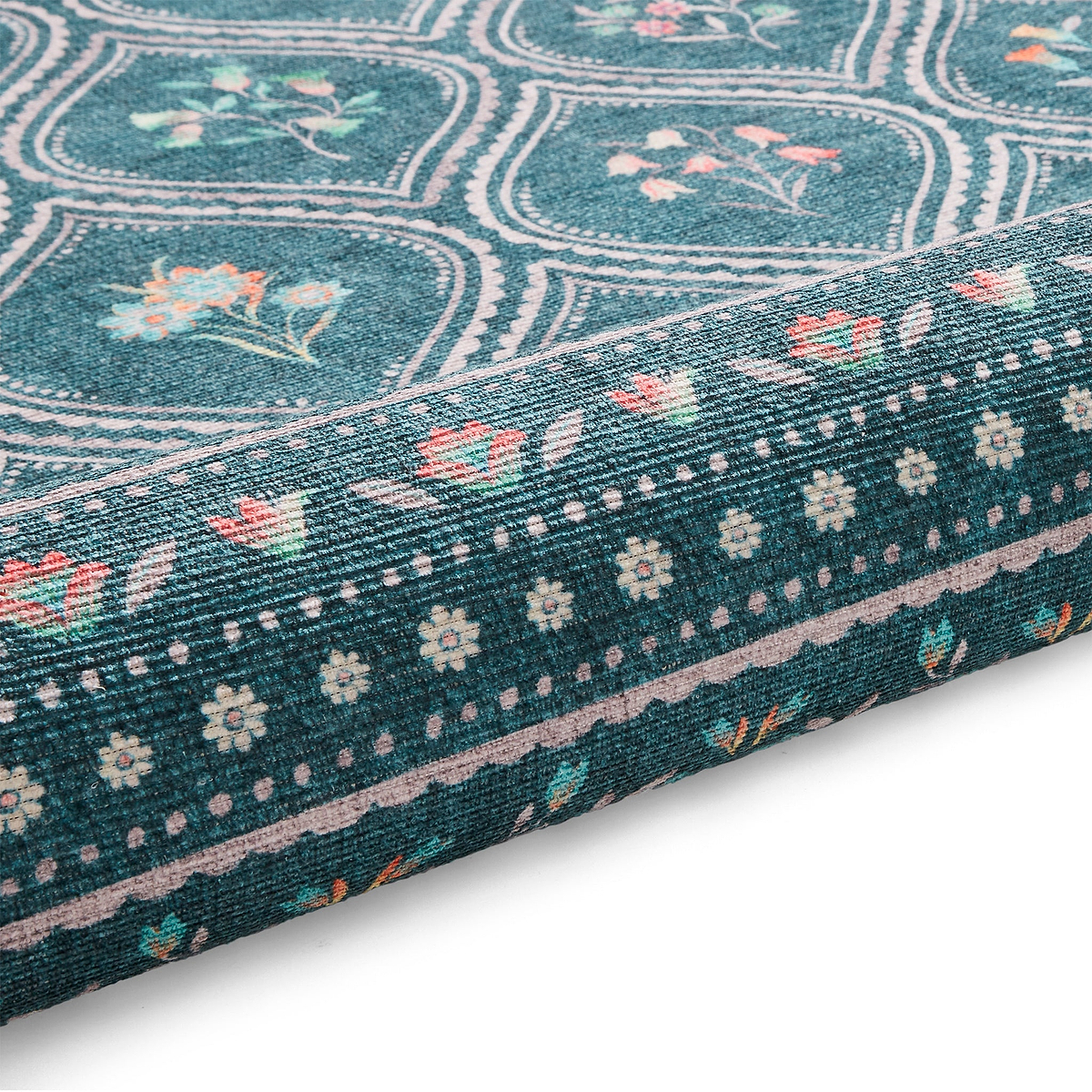Cameo Floral Washable Rug Green from Roseland Furniture