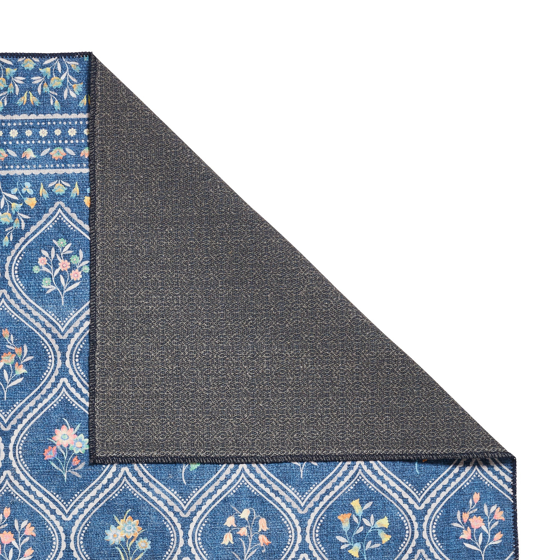 Cameo Floral Washable Rug Navy from Roseland Furniture