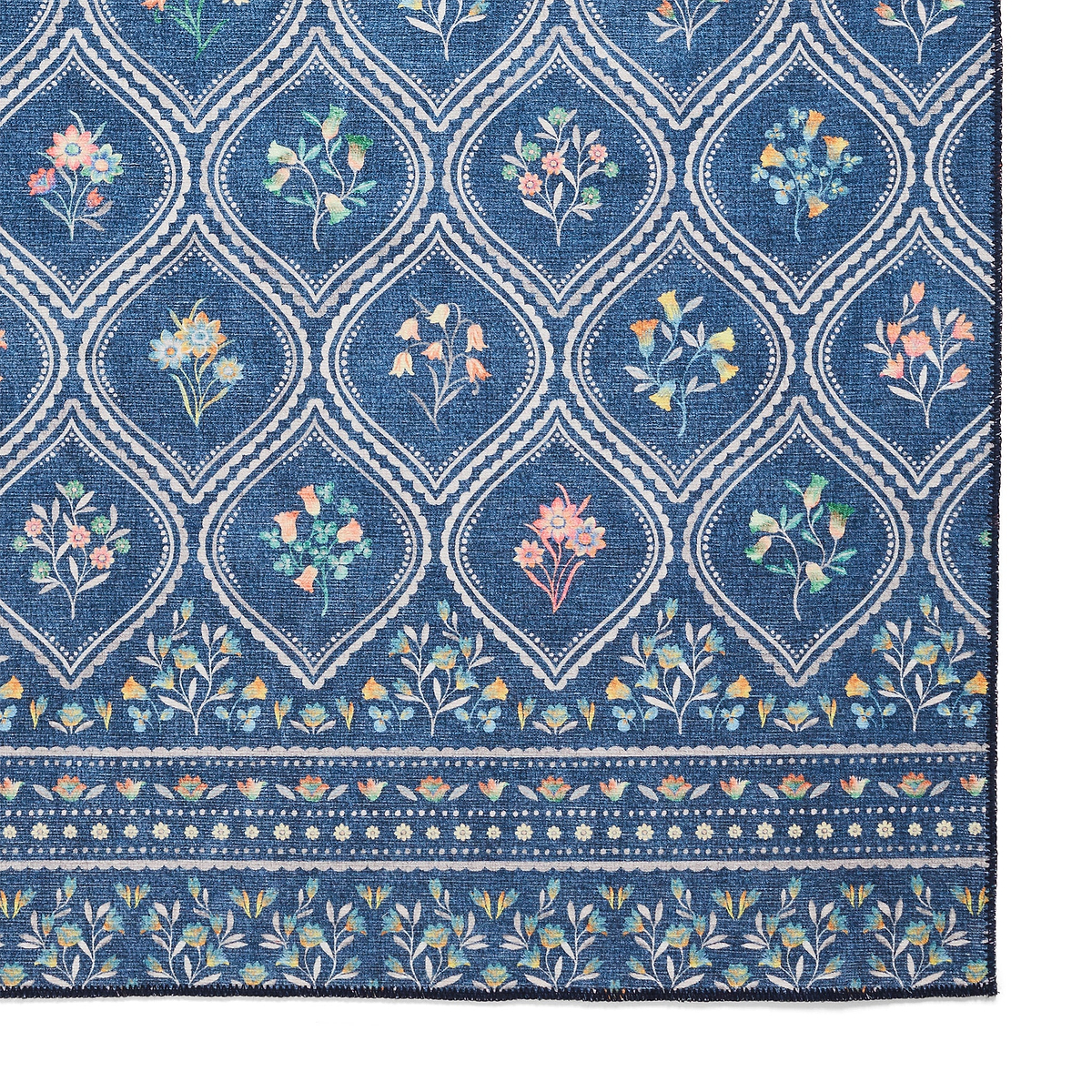 Cameo Floral Washable Rug Navy from Roseland Furniture