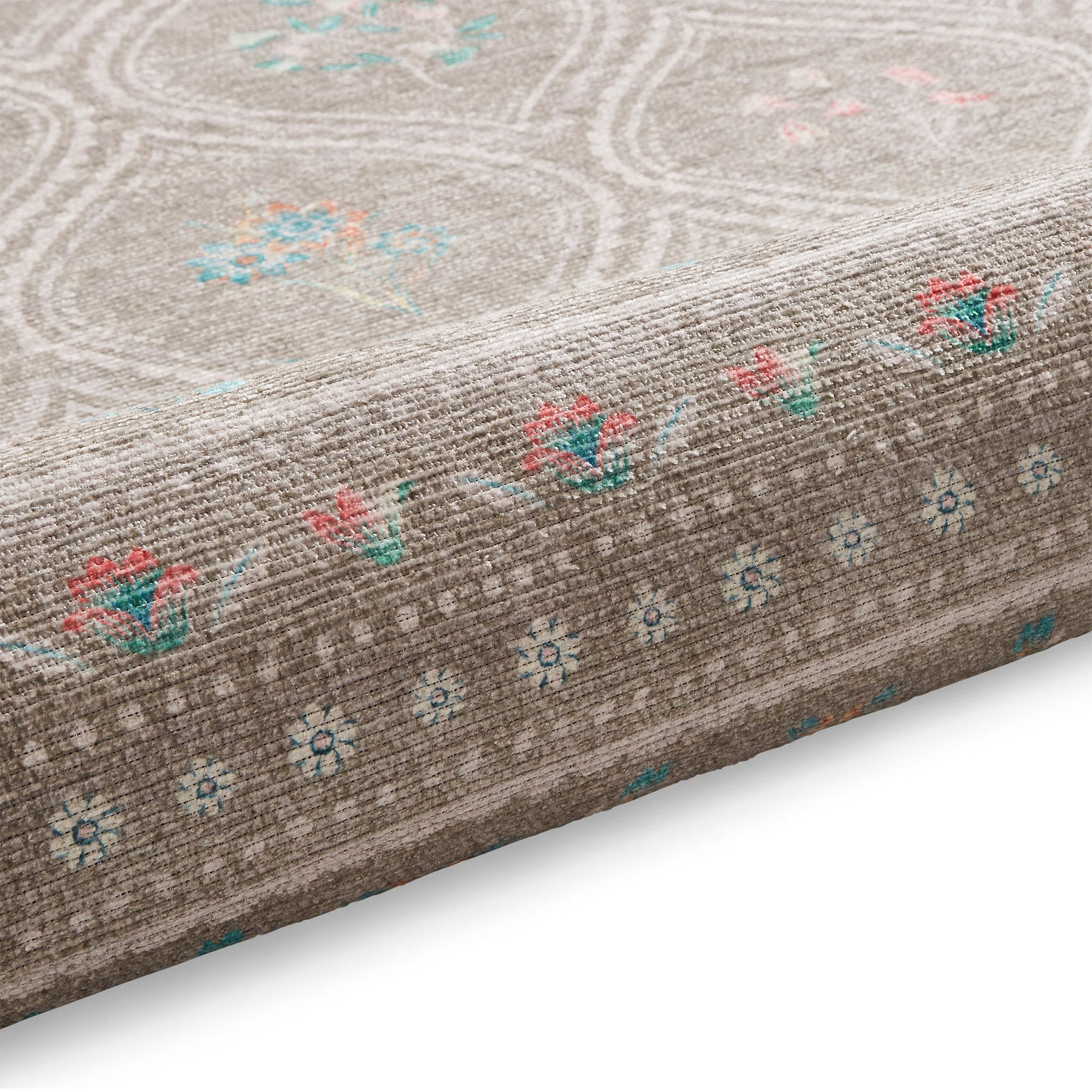Cameo Floral Washable Rug Sage Green from Roseland Furniture