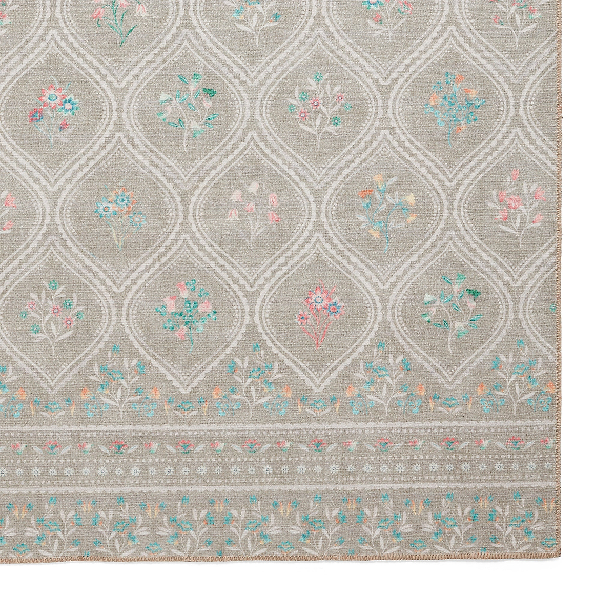 Cameo Floral Washable Rug Sage Green from Roseland Furniture