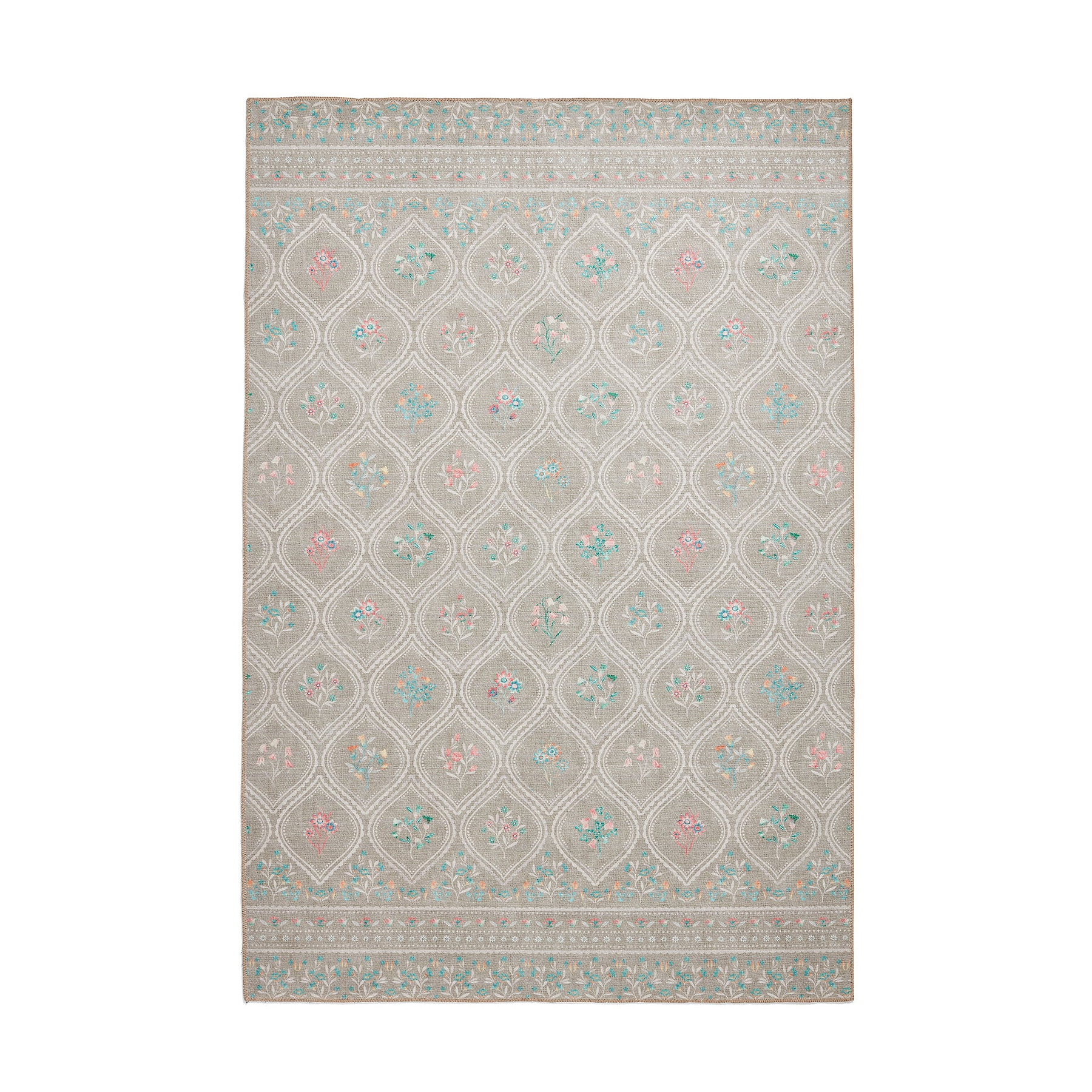 Cameo Floral Washable Rug Sage Green from Roseland Furniture