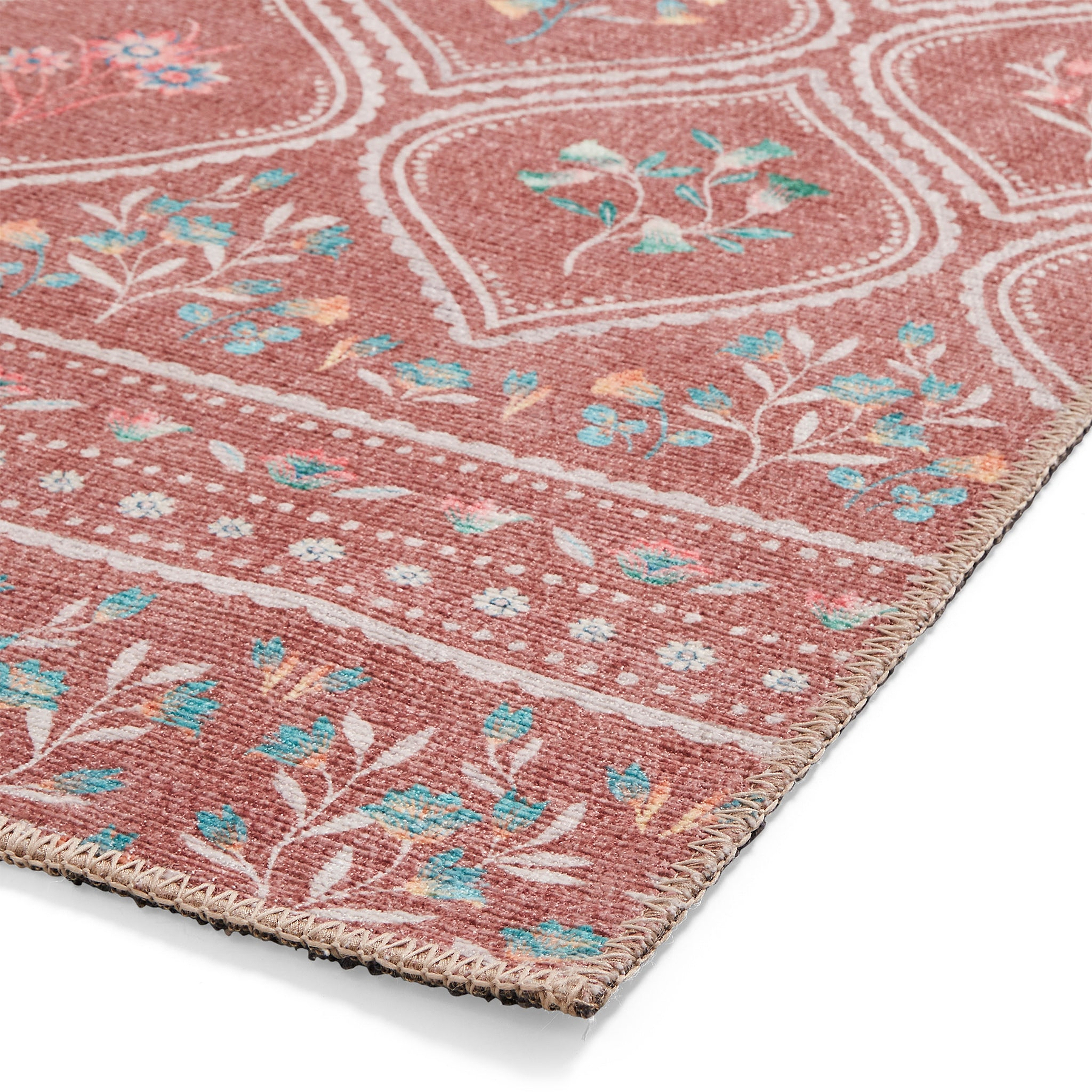 Cameo Floral Washable Rug Orange from Roseland Furniture
