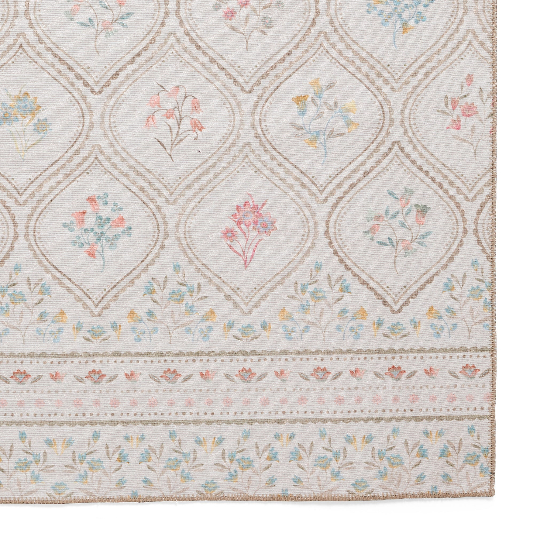 Cameo Floral Washable Rug White from Roseland Furniture