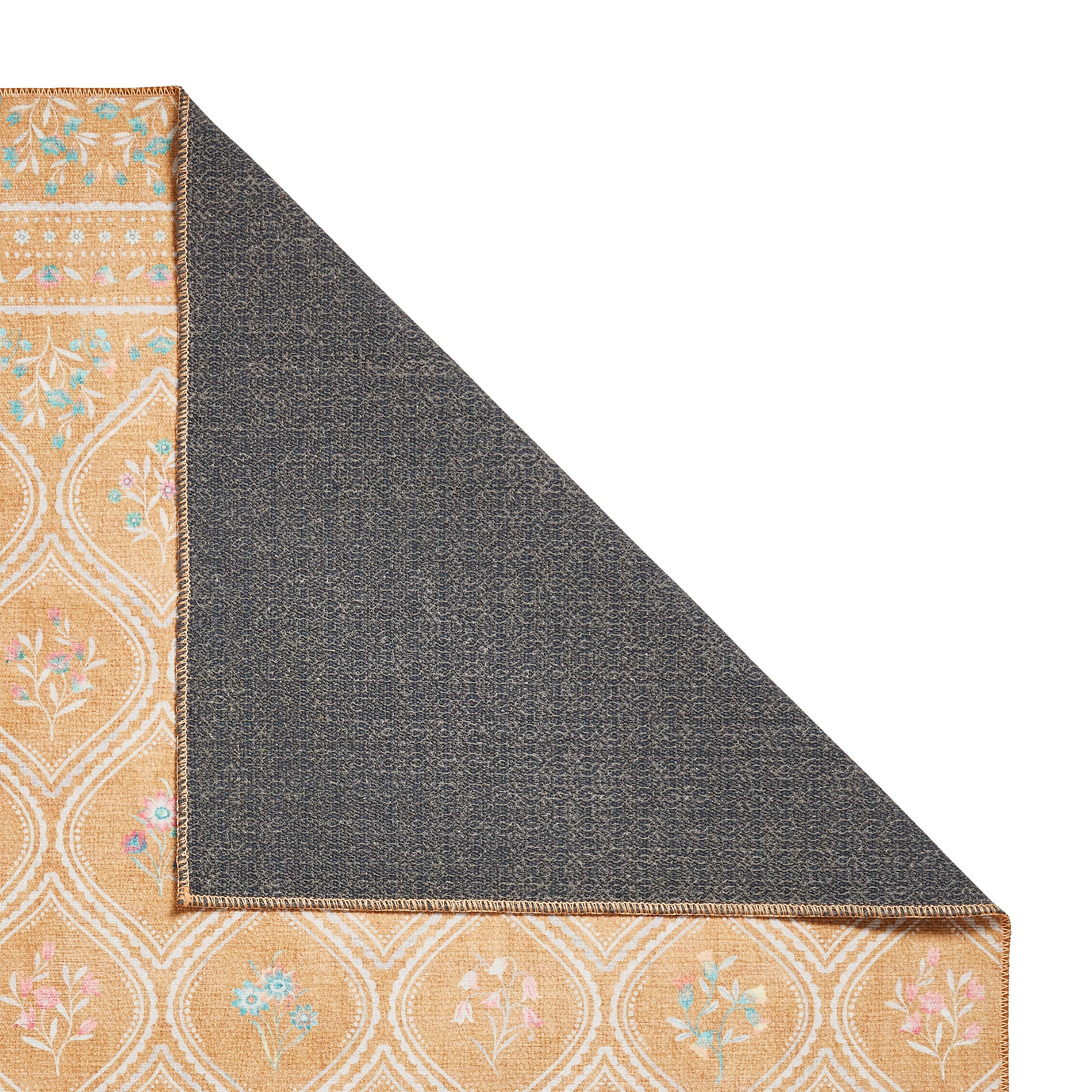 Cameo Floral Washable Rug Yellow from Roseland Furniture